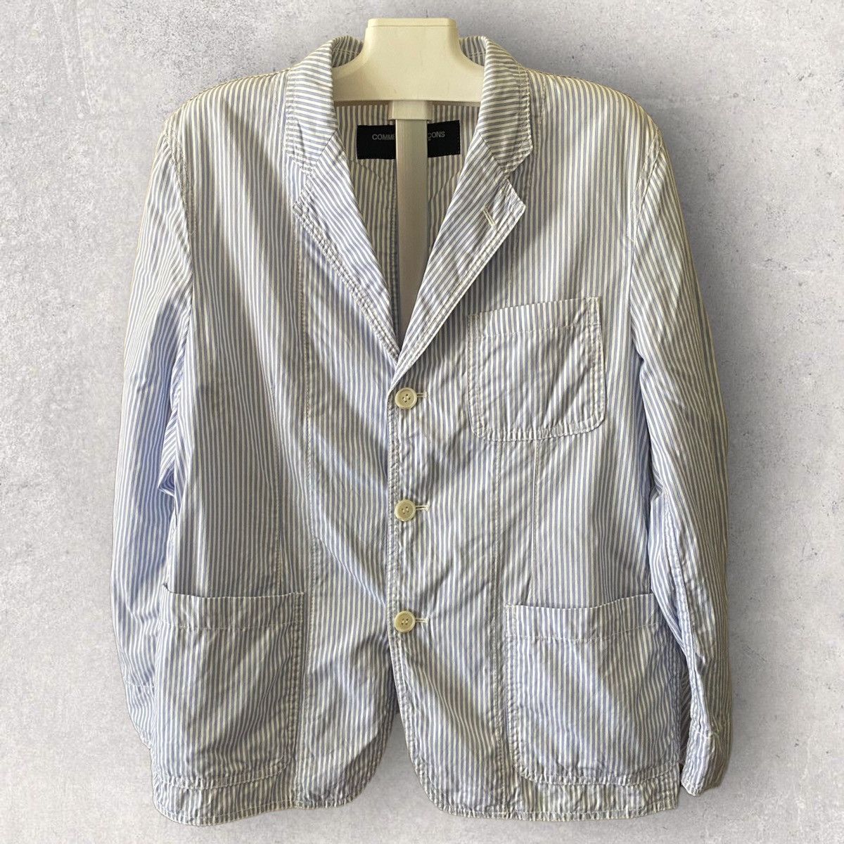 Comme des Garcons CDGH Tape Shrunk Blue Stripe Blazer Size US S / EU 44-46 / 1 - 2 Thumbnail