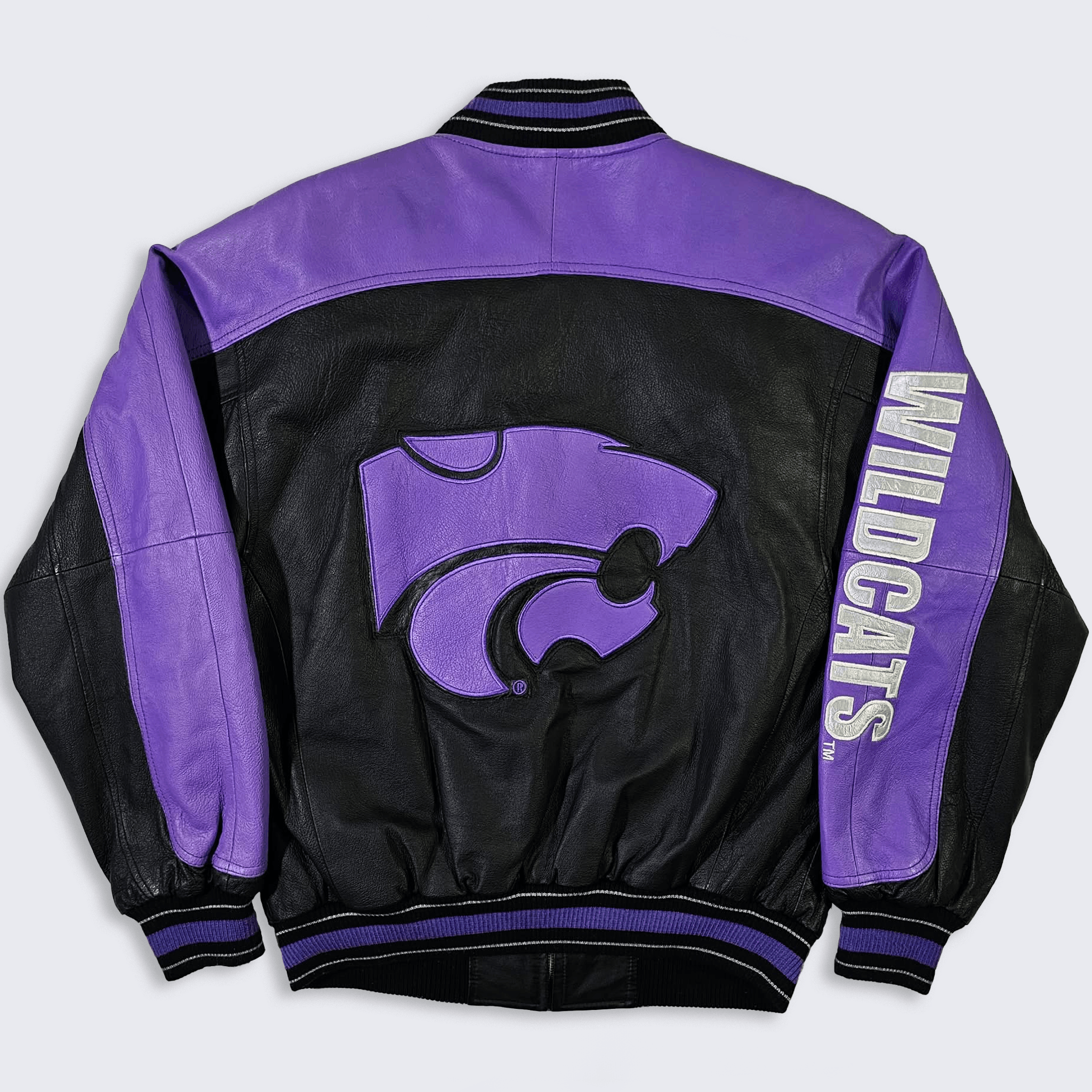 NCAA Kansas State Wildcats Vintage 90s Leather Bomber Jacket Size US M / EU 48-50 / 2 - 1 Thumbnail