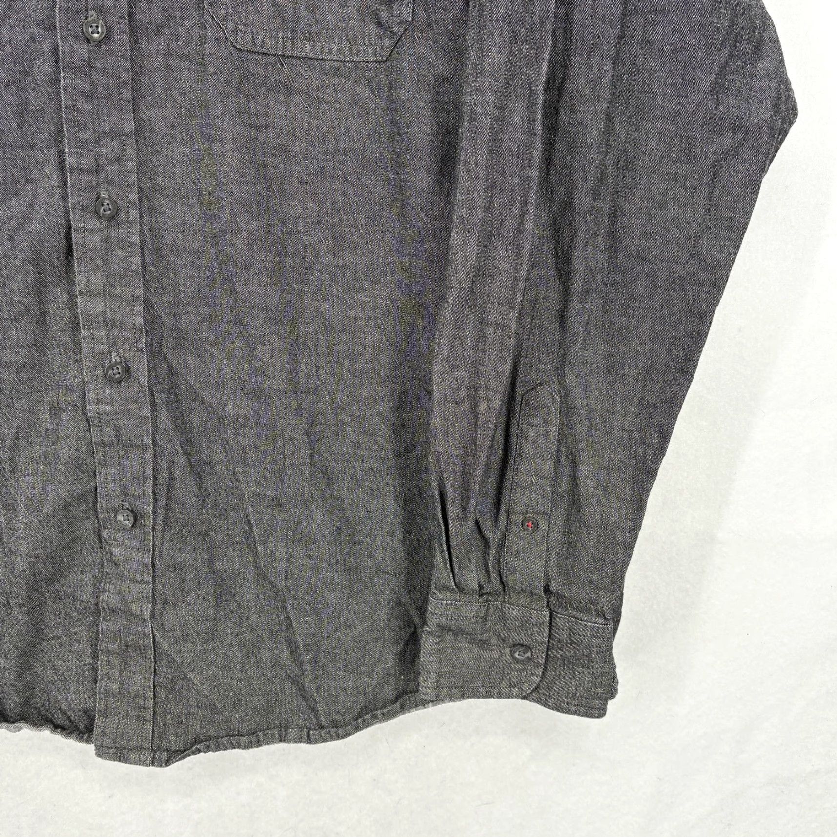 Wrangler Wrangler Shirt Mens XL Gray Chambray Flex Long Sleeve Button Front Workwear Size US XL / EU 56 / 4 - 3 Thumbnail
