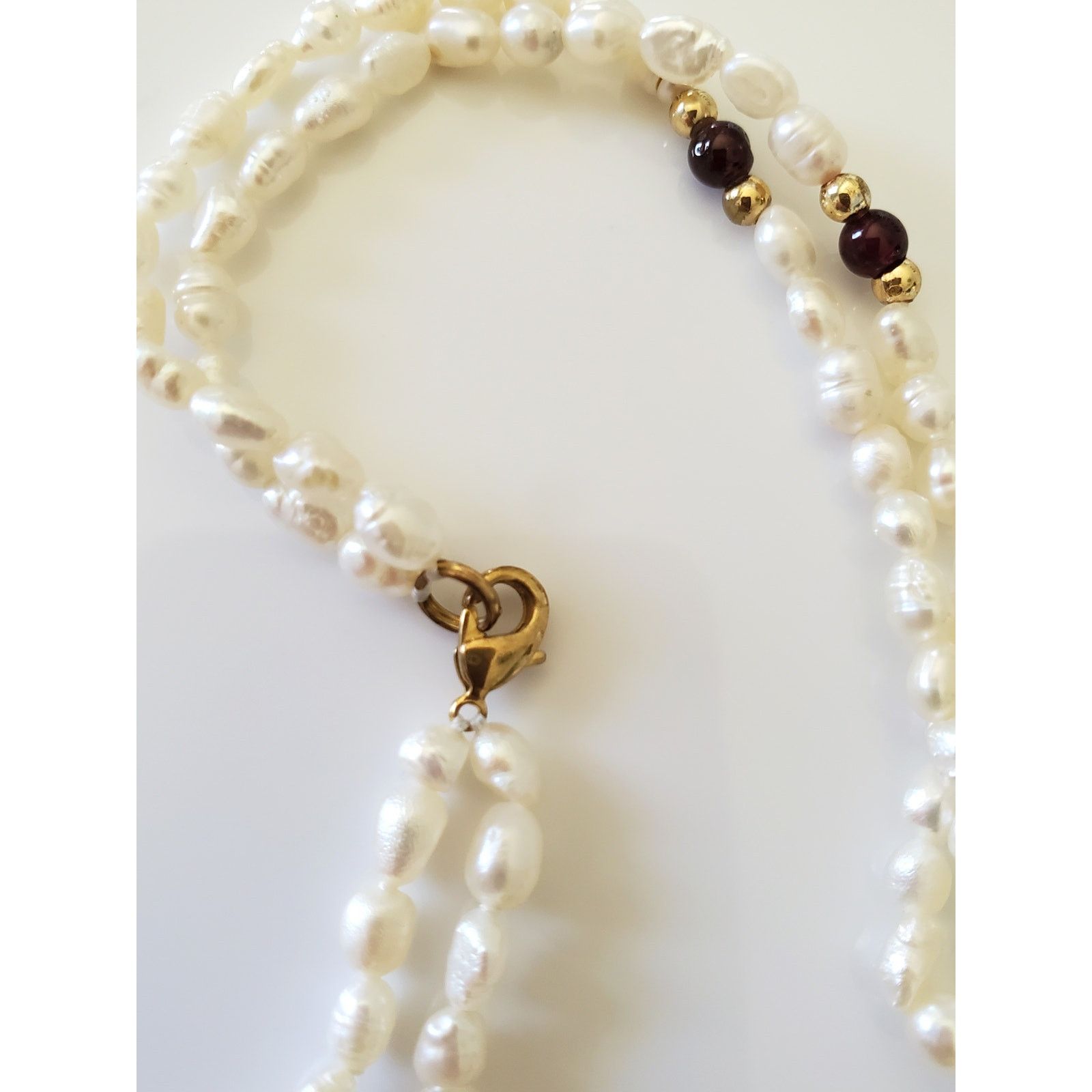 Other Vintage 18in Rice Pearl and Garnet Bead Necklace Size ONE SIZE - 5 Thumbnail