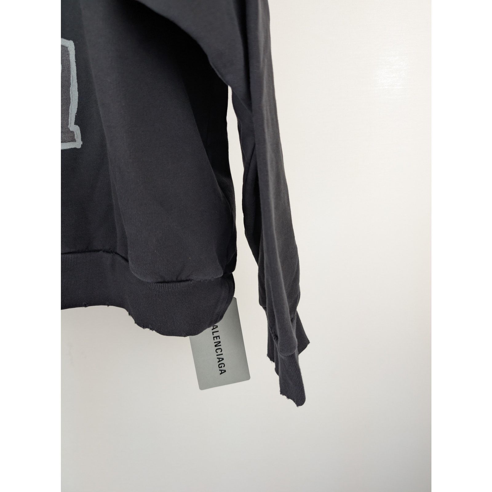 Balenciaga o1rshd1 DIY College No Pocket Medium Fit Hoodie Washed Black Size US M / EU 48-50 / 2 - 5 Thumbnail