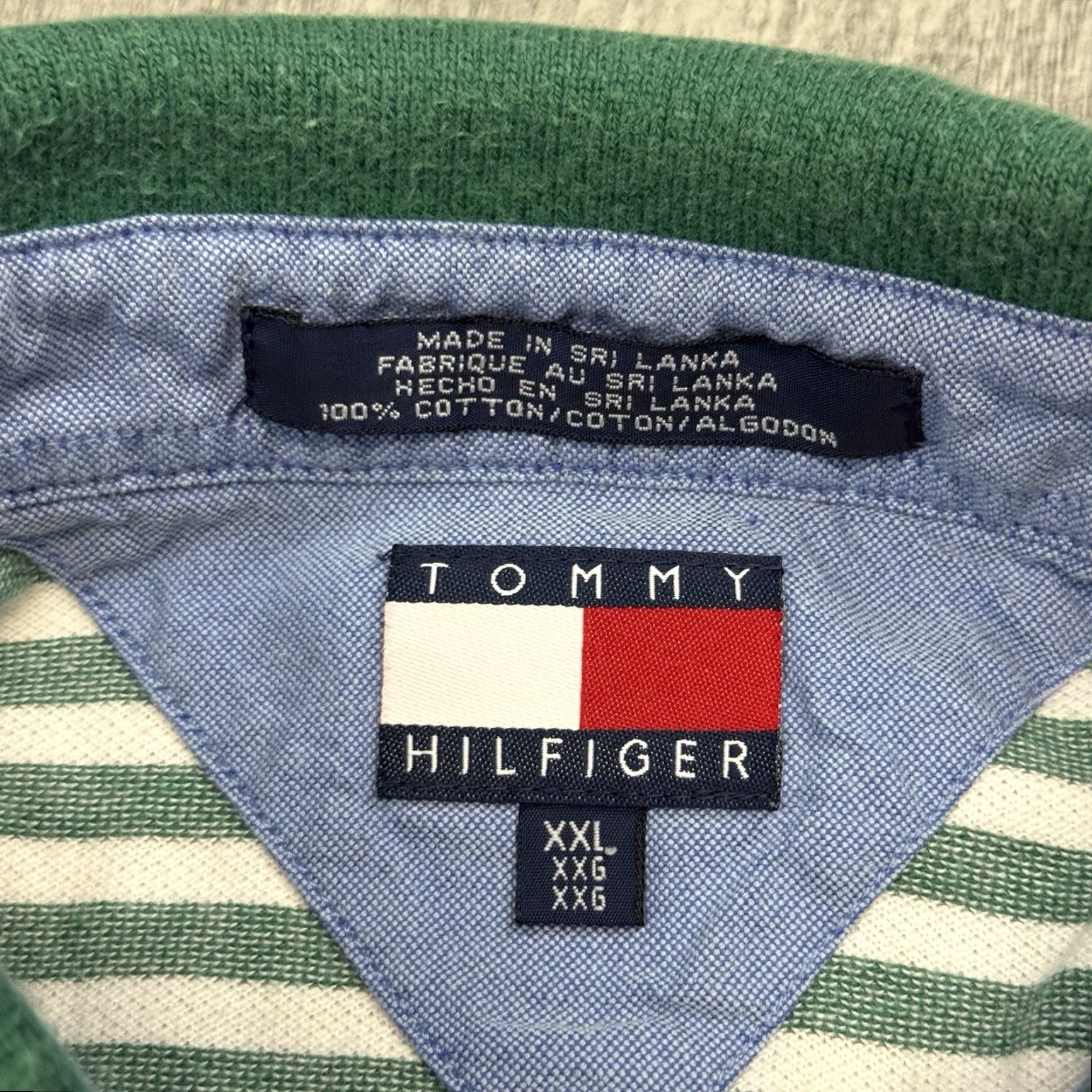 Tommy Hilfiger VINTAGE Tommy Hilfiger Polo Shirt Men 2XL Green White Striped 90s Casual All Seasons Size US XXL / EU 58 / 5 - 6 Thumbnail