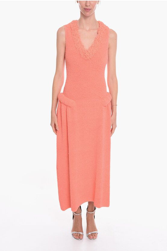 image of Bottega Veneta Padded Detail Towelling Terry Dress in Pink, Women's (Size Small)