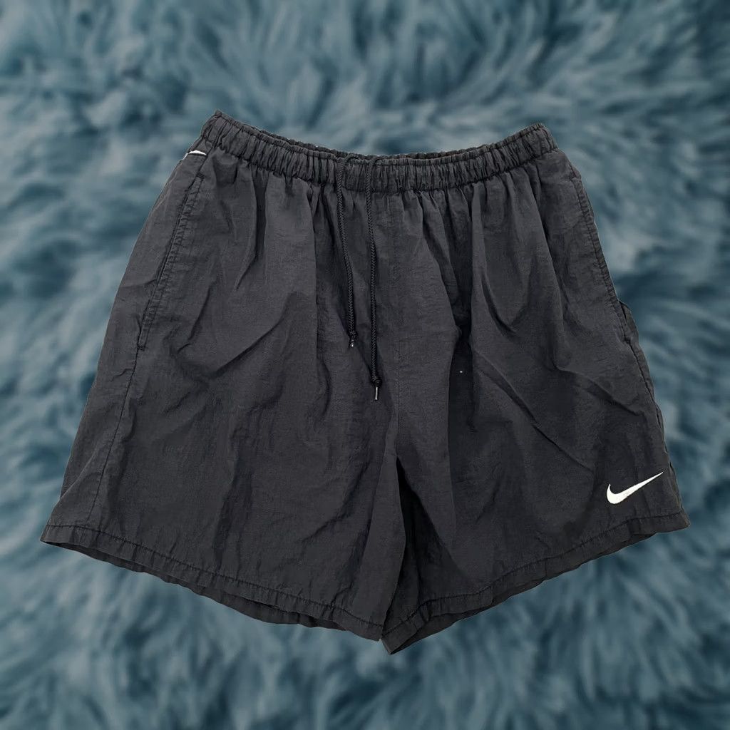 Nike VINTAGE Nike Shorts Bottom Mens XL Black Lined Swim Trunks Big Swoosh Logo Men Size US 36 / EU 52 - 1 Thumbnail