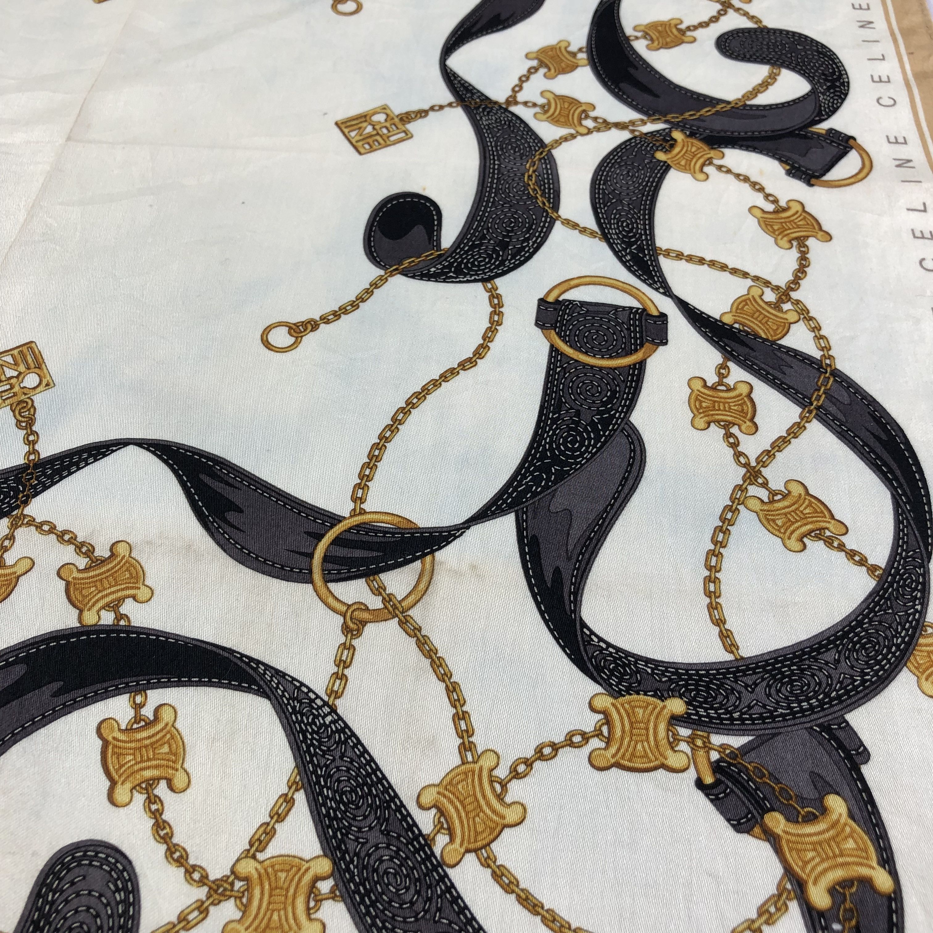 Japanese Brand Celine Gold Chains Handkerchief Neckerchief Bandana H2076 Size ONE SIZE - 6 Thumbnail