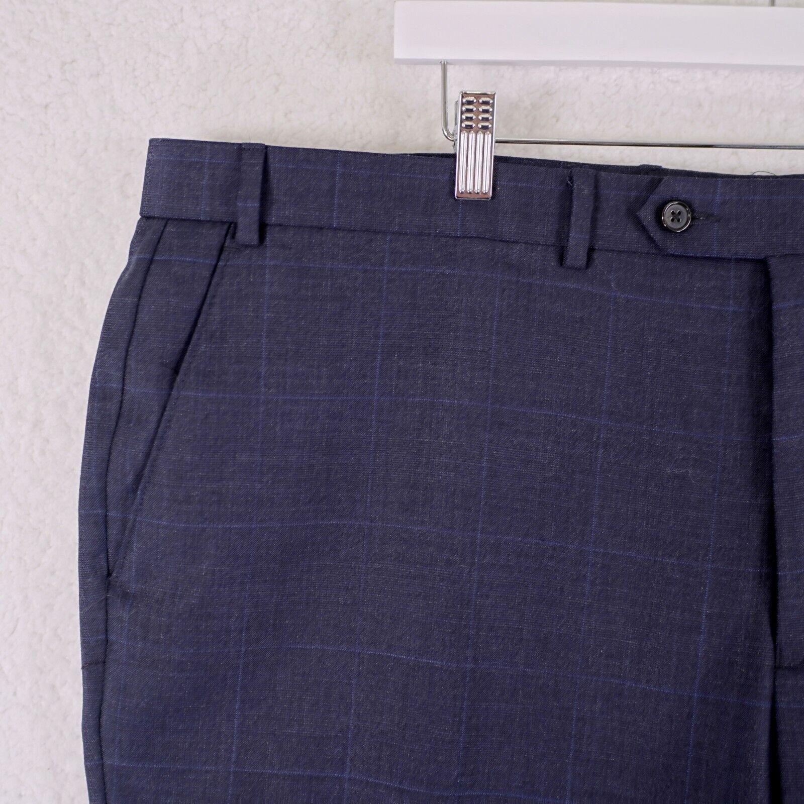 Lauren Ralph Lauren Lauren Ralph Lauren Wool Blue Plaid Windowpane Flat Front Dr Size 44R - 2 Thumbnail
