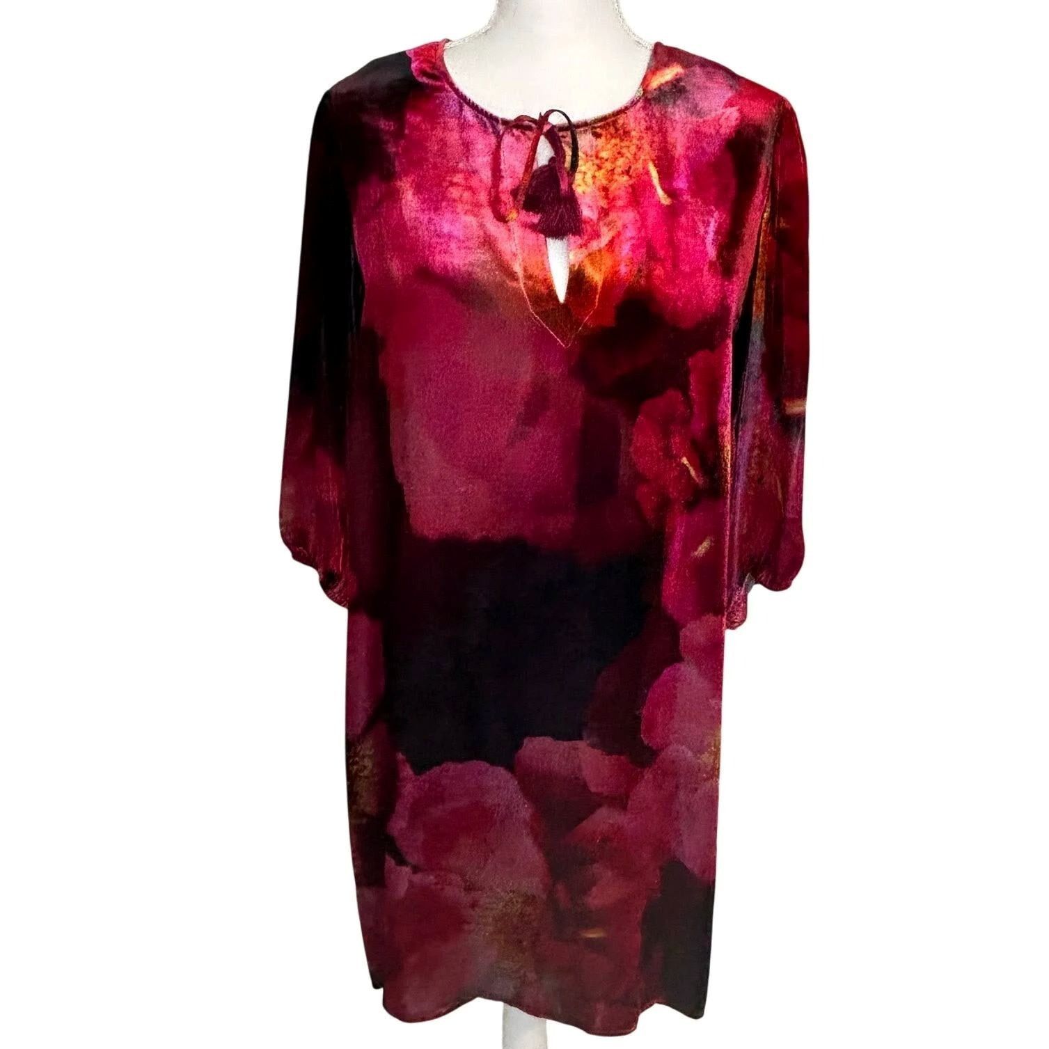 Johnny Was Size XXL | JOHNNY WAS Vesna Velour Silk-Blend Shift Dress Size XXL / US 16-18 / IT 52-54 - 1 Thumbnail