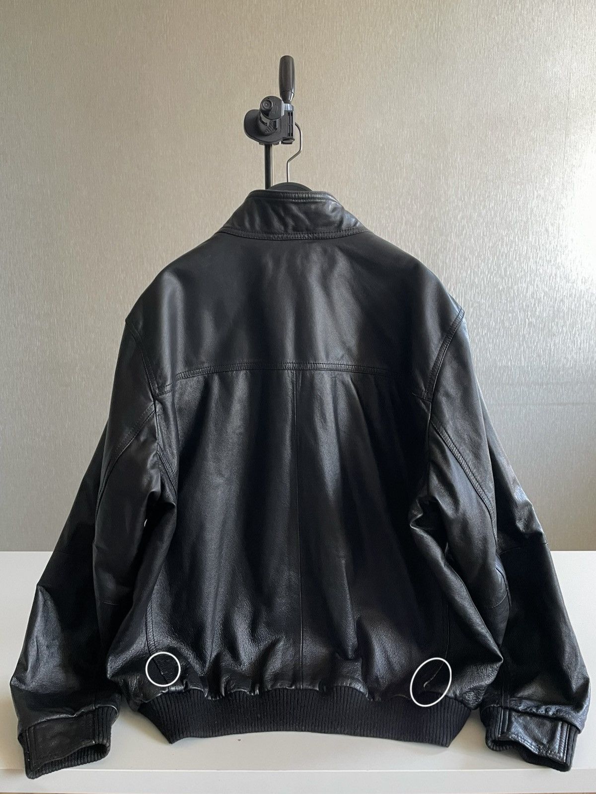 Marks & Spencer Black Leather Bomber / A Jacket Size US XL / EU 56 / 4 - 2 Thumbnail