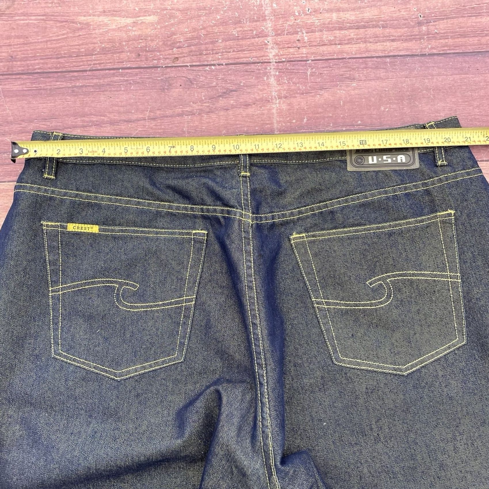 Denime VINTAGE Crest Jeans Wide-Leg Denim Jeans 24W Women Blue Lime Green Y2K Baggy Grunge Hip Hop 33.5in Inseam Womens Size 42" / US 20 - 5 Thumbnail