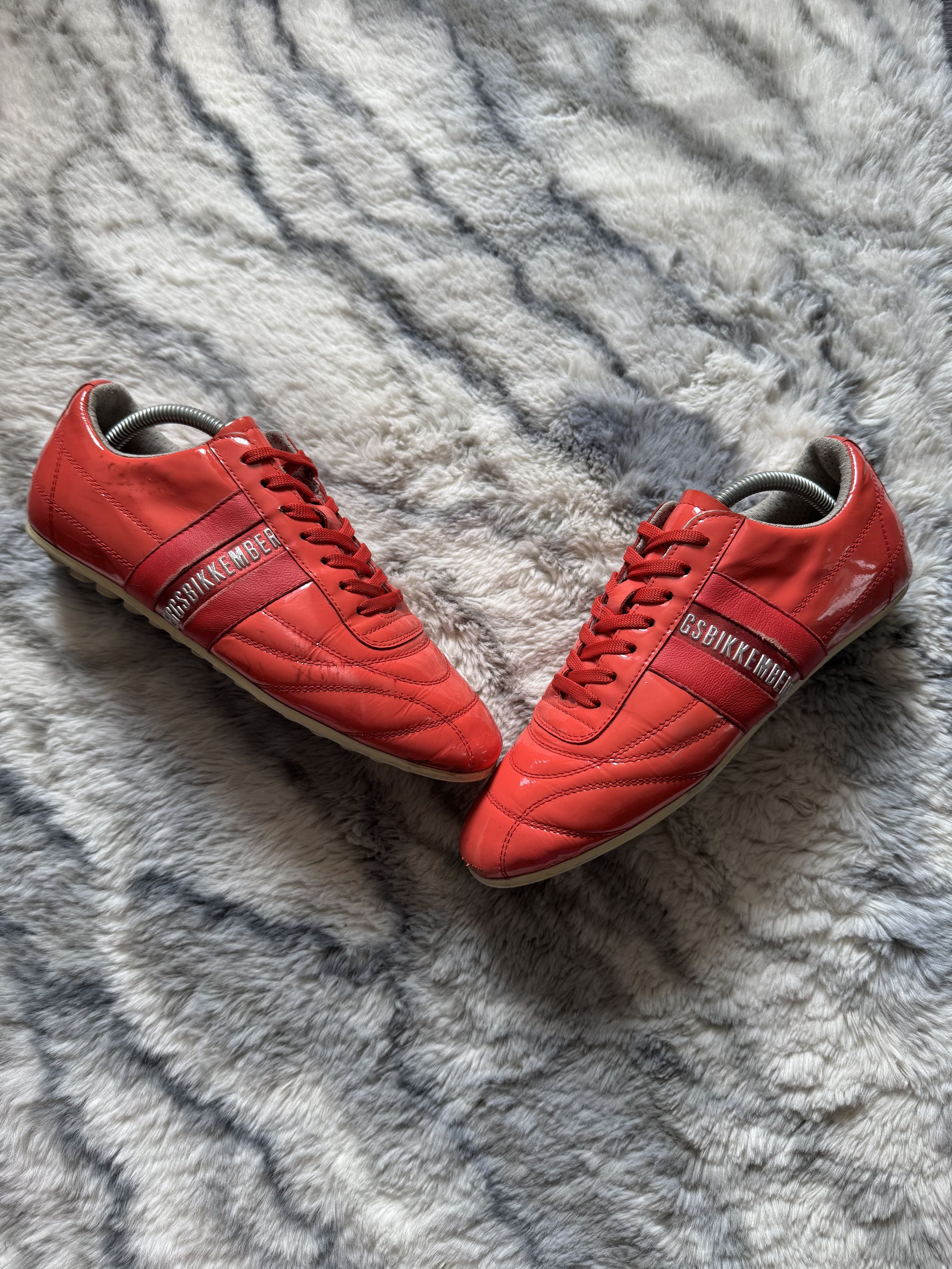 Archive Dirk Bikkembergs Patent Leather Trainers Shoes in Orange, Men's (Size 6.5)