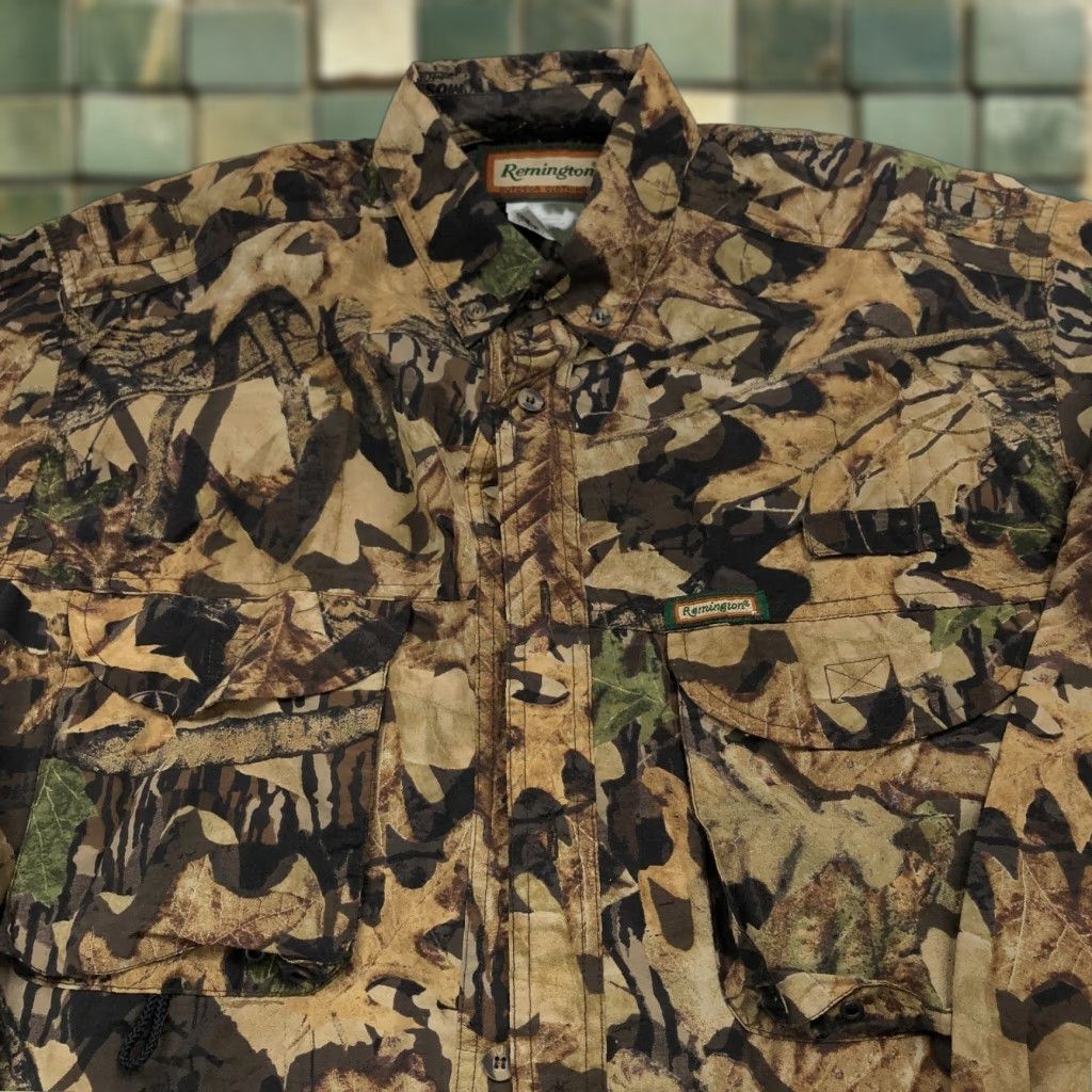 Vintage Remington Camouflage Camp Hiking Fishing Trek Trail Button Up Shirt Long Sleeve Vent Size US L / EU 52-54 / 3 - 1 Thumbnail