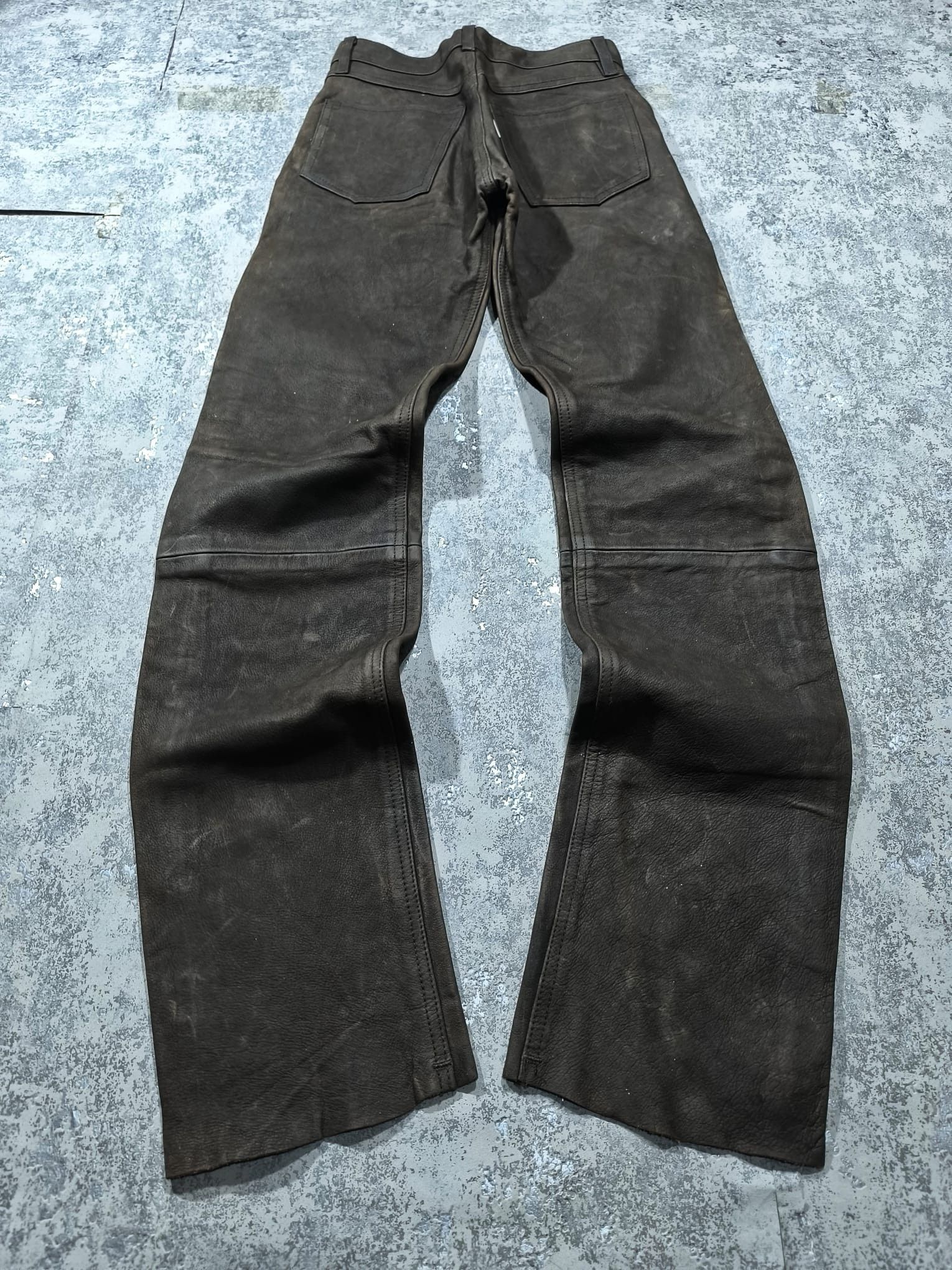 Vintage Vtg 90s Western Moto Dark Brown Suede Leather Pants Size 26" / US 2 / IT 38 - 3 Thumbnail