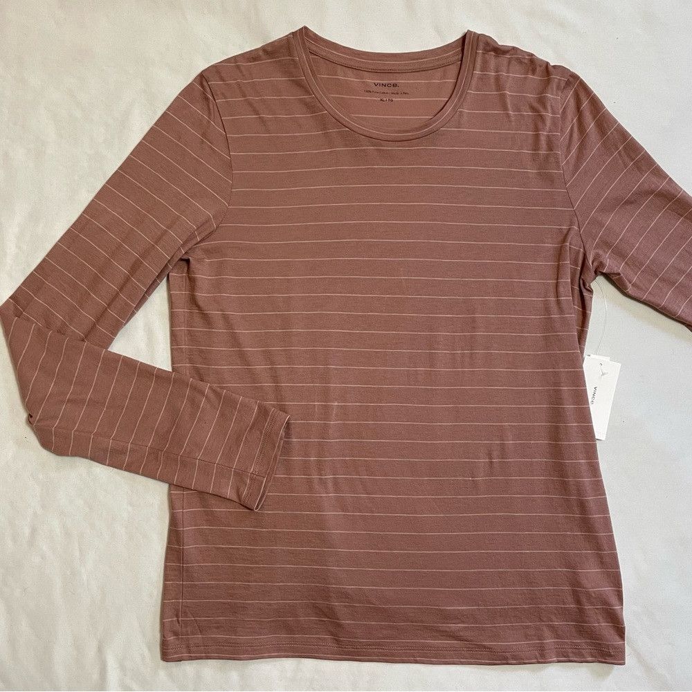 Vince NWT New $110 Vince Striped Pima Cotton Long Sleeve Tee Size Size XL / US 12-14 / IT 48-50 - 5 Thumbnail