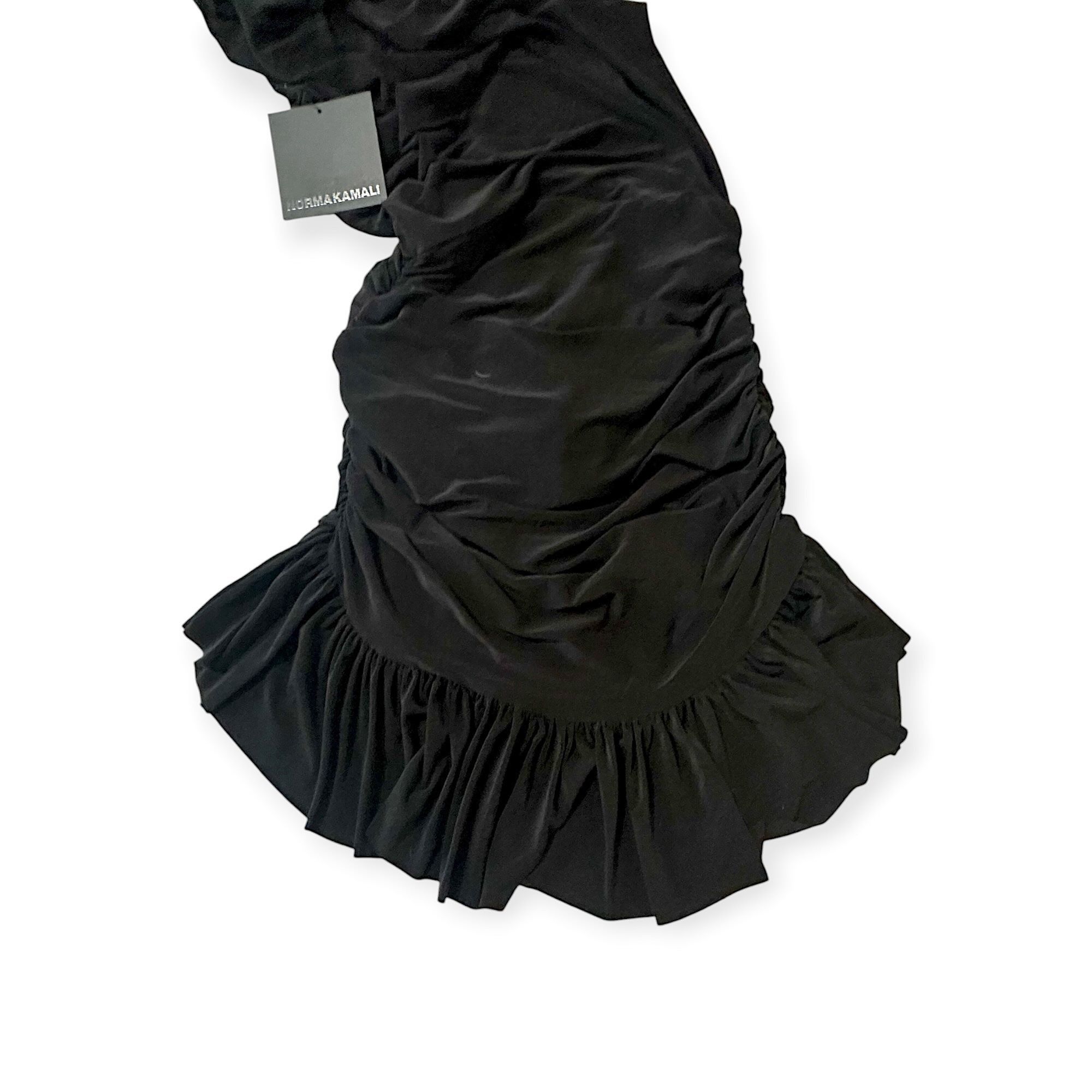 Norma Kamali Norma Kamali One Shoulder Peasant Mini Dress, Black, Size Size S / US 4 / IT 40 - 10 Thumbnail