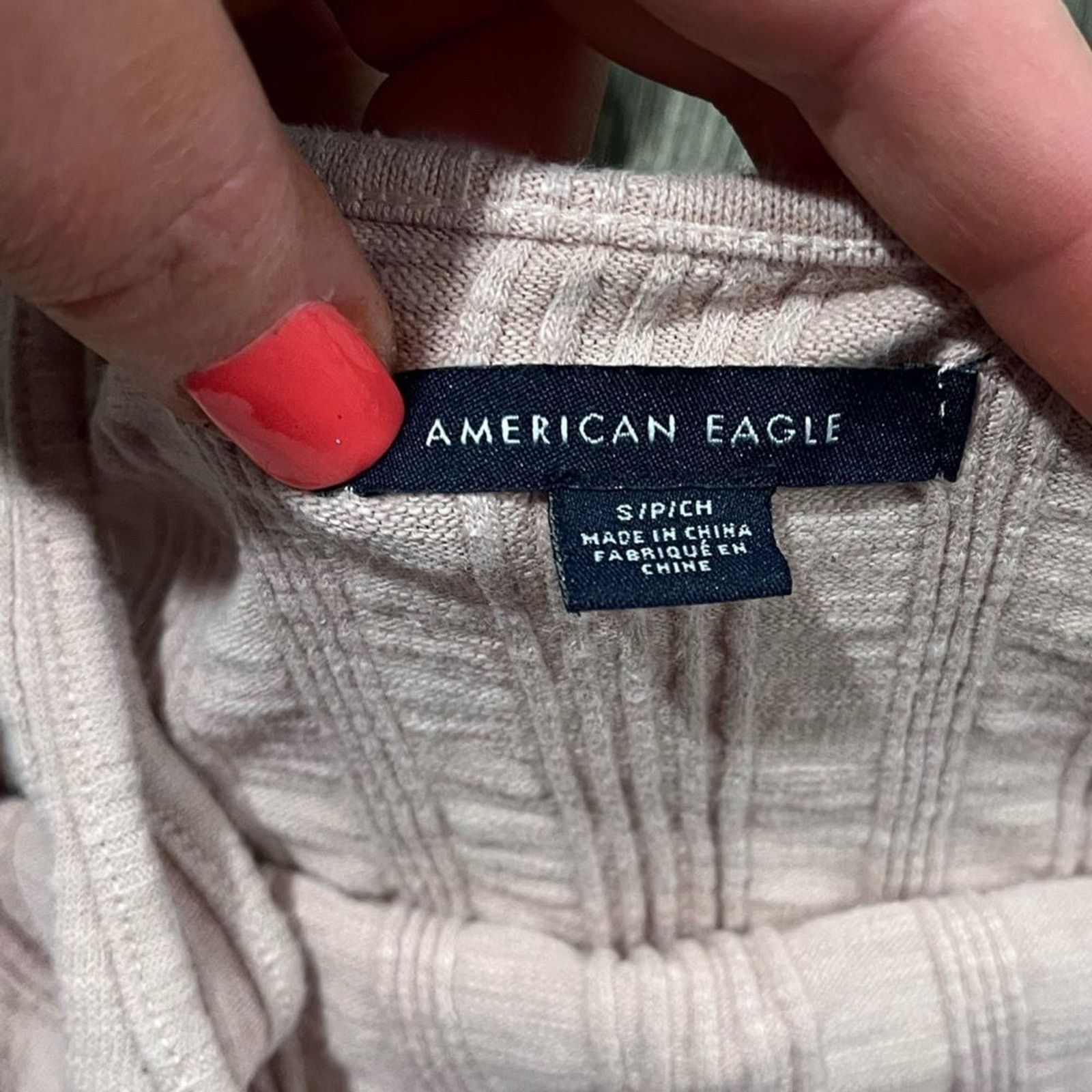 American Eagle Outfitters American Eagle Ribbed Tank Top Scoop Neck Stretch Size S / US 4 / IT 40 - 2 Thumbnail