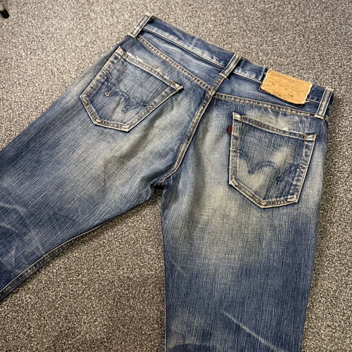 Edwin Insane‼️ Flared Vintage Distressed Edwin 511 Whisker Clawmark Size US 32 / EU 48 - 8 Thumbnail