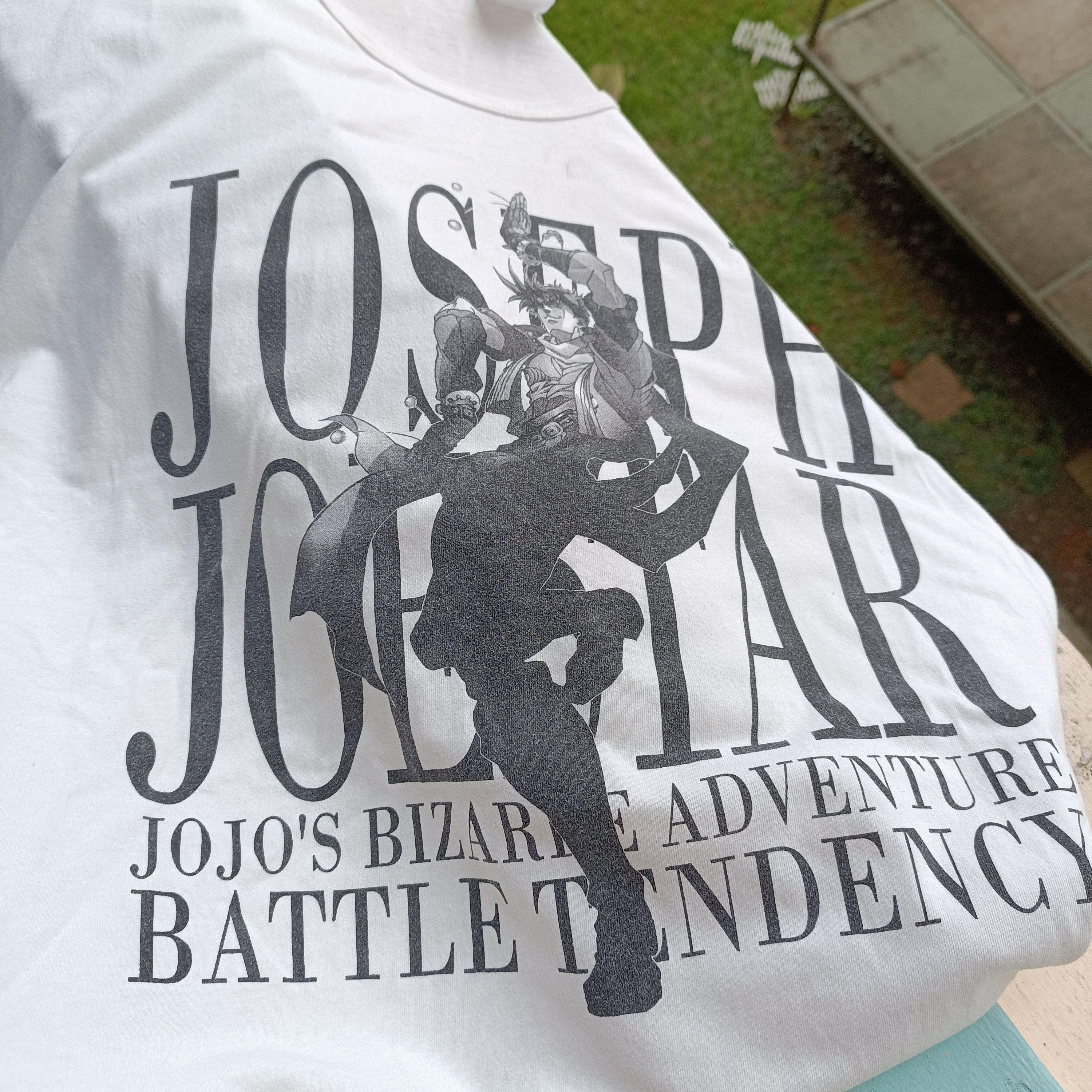 image of Anima x Vintage Jojo's Bizare Adventure Battle Tendency Tshirt in White, Men's (Size 2XL)