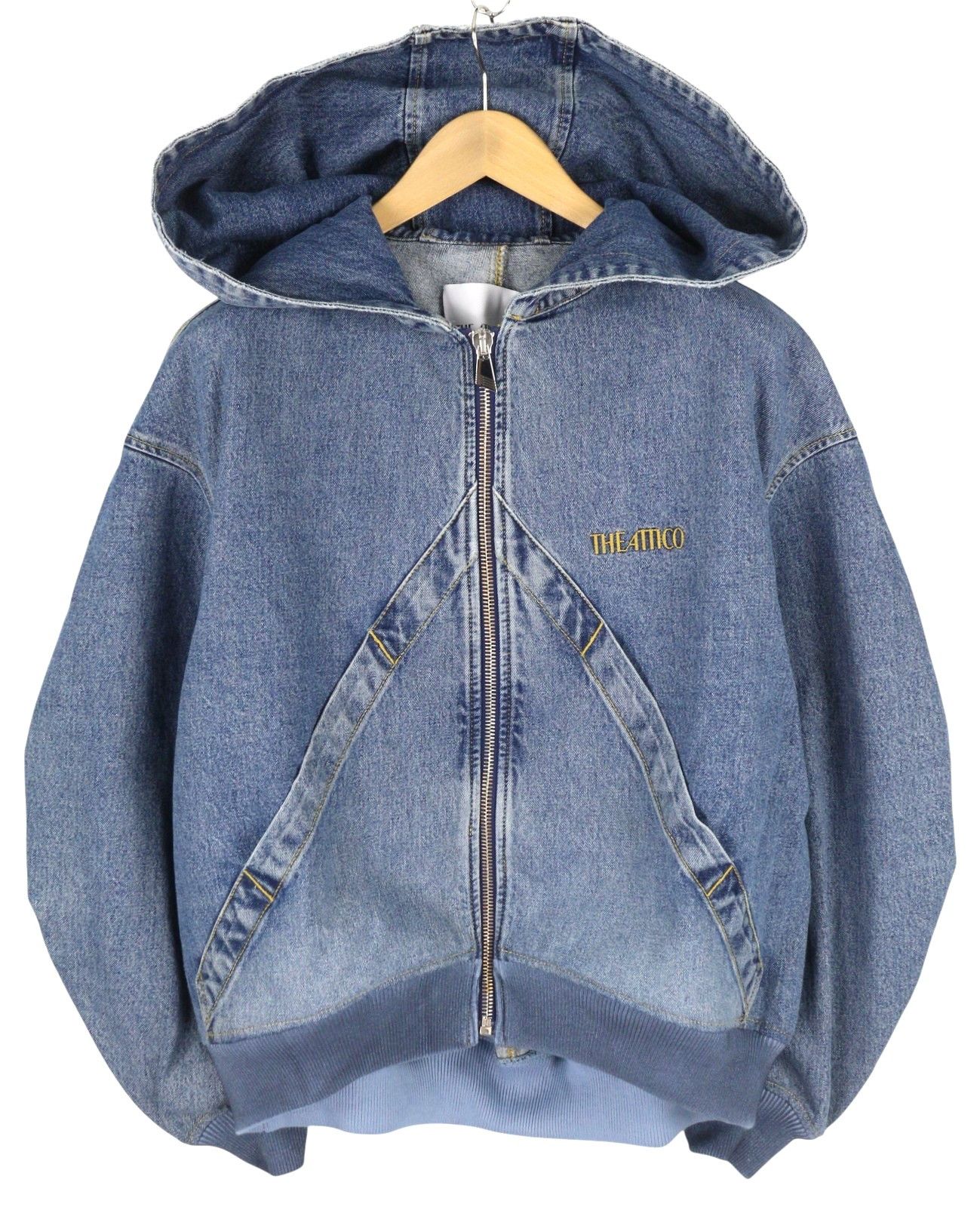 The Attico 38 Blue Faded Denim Bomber Hooded Oversized 86574 Size M / US 6-8 / IT 42-44 - 1 Thumbnail