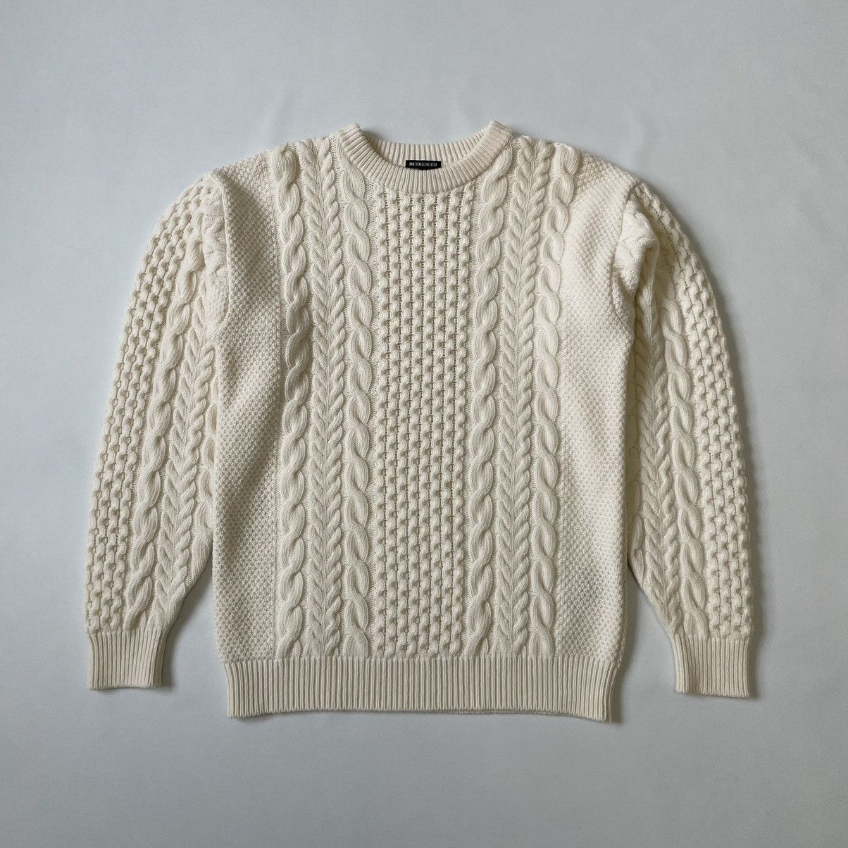 Ann Demeulemeester Cream ‘Aran’ Cable Knit Sweater Size US M / EU 48-50 / 2 - 1 Thumbnail
