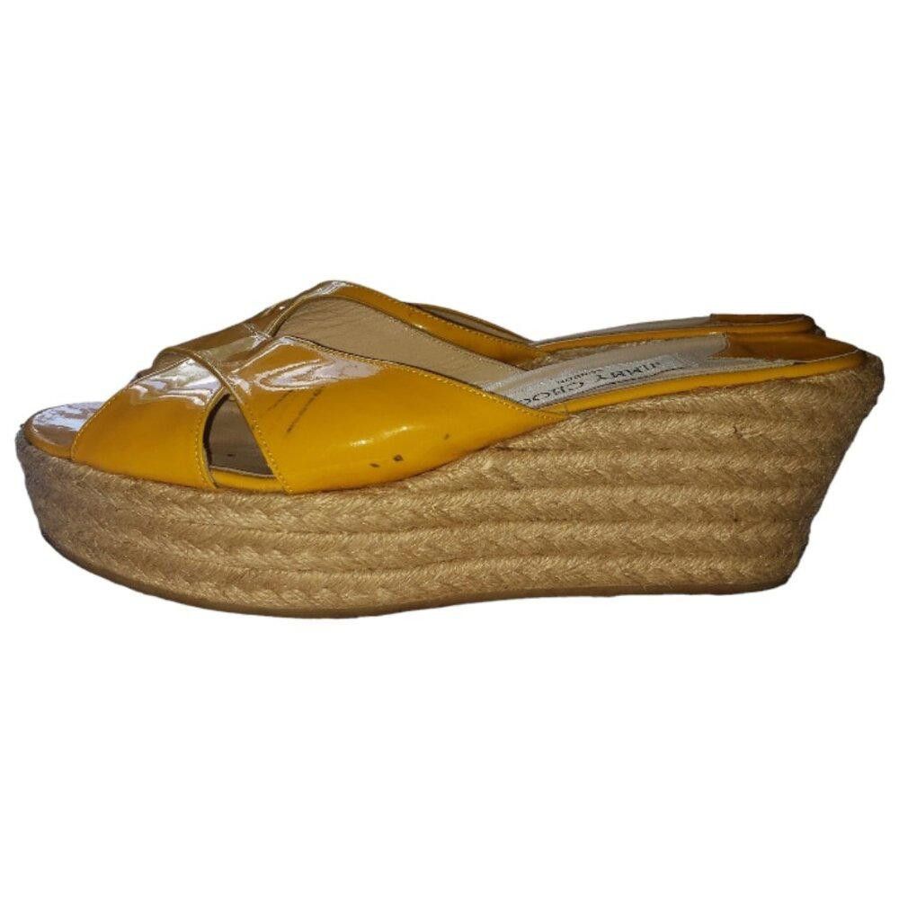Jimmy Choo SH118 Jimmy Choo Yellow Patent Leath Phyllis Platform Wedge Size US 9 / IT 39 - 7 Thumbnail