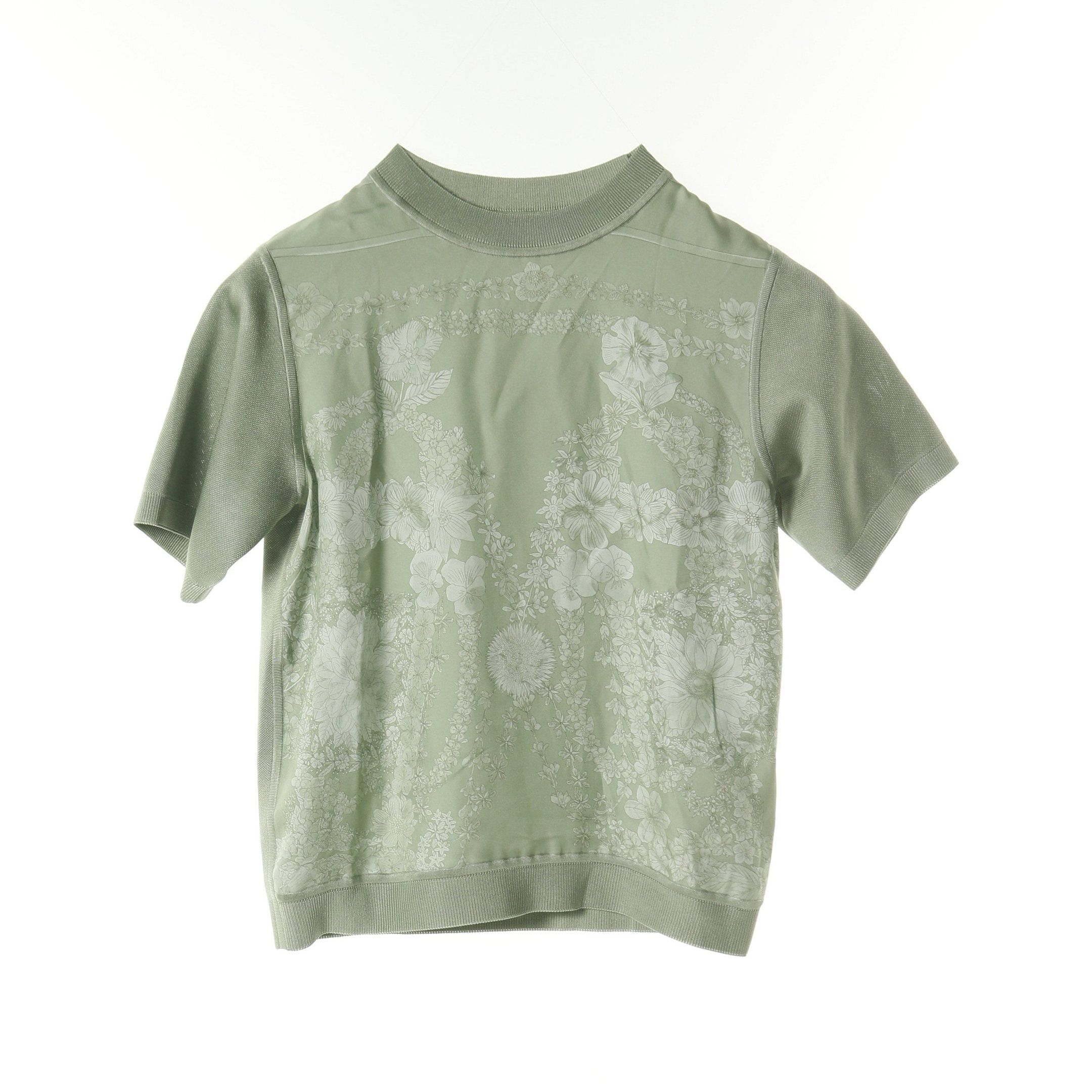 Hermes Hermes Brides De Gala En Fleurs Knit Short Sleeve Silk Light Green Scarf Switching Size ONE SIZE - 1 Thumbnail