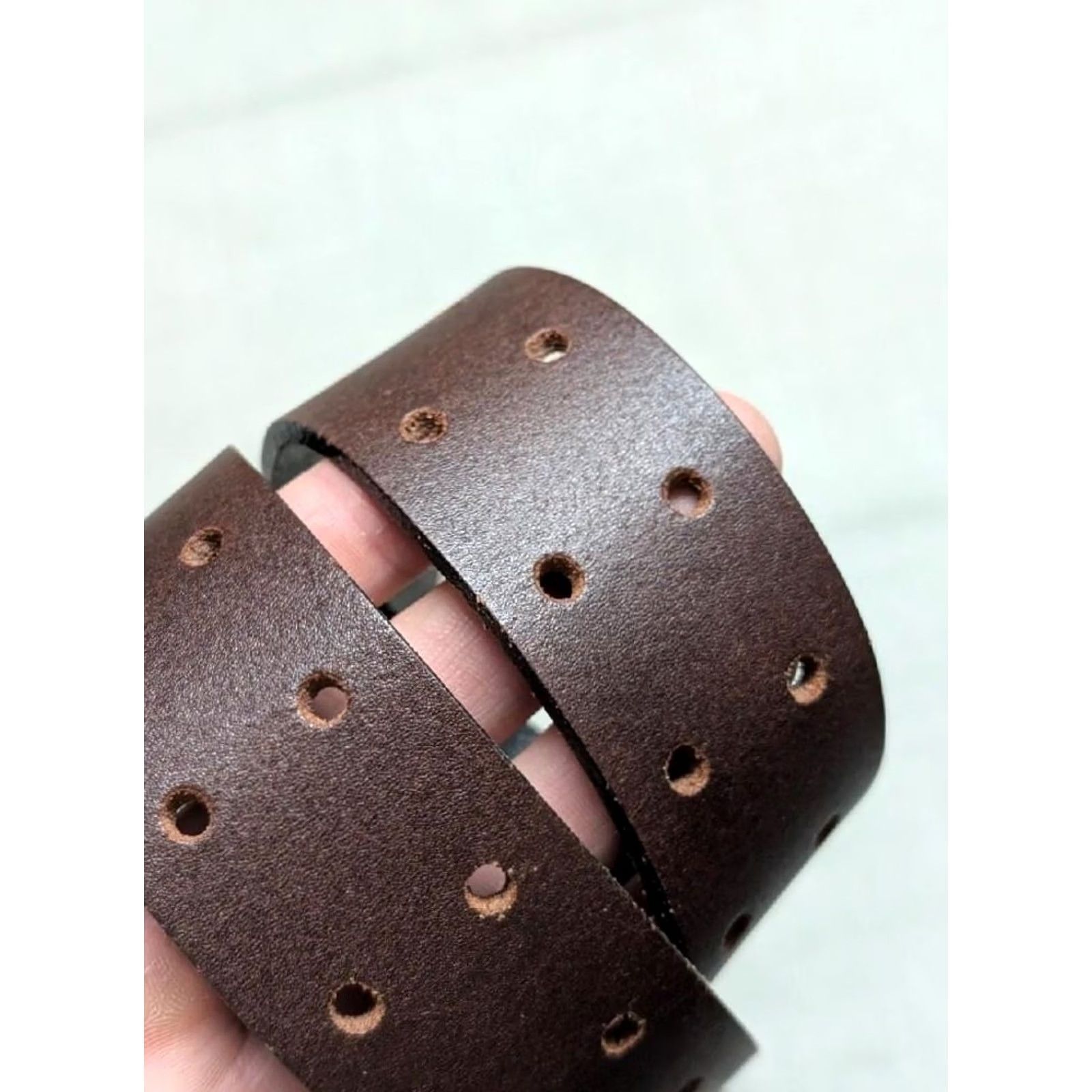 Dickies VINTAGE Dickies leather belt 38 brown cowhide full grain skate 1990s Mens 38" long 1-1/2" wide Size 38 - 5 Thumbnail