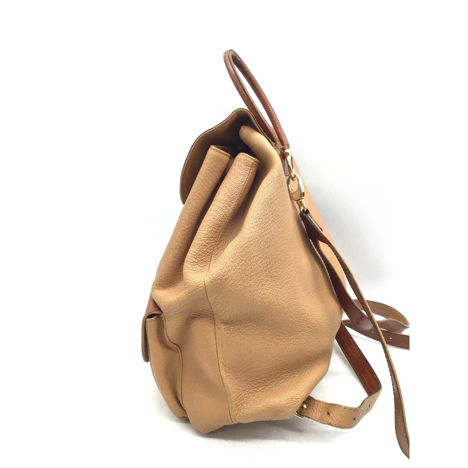 Gianfranco Ferre Gianfranco Ferre Distressed Leather Drawstring Backpack Size ONE SIZE - 9 Thumbnail