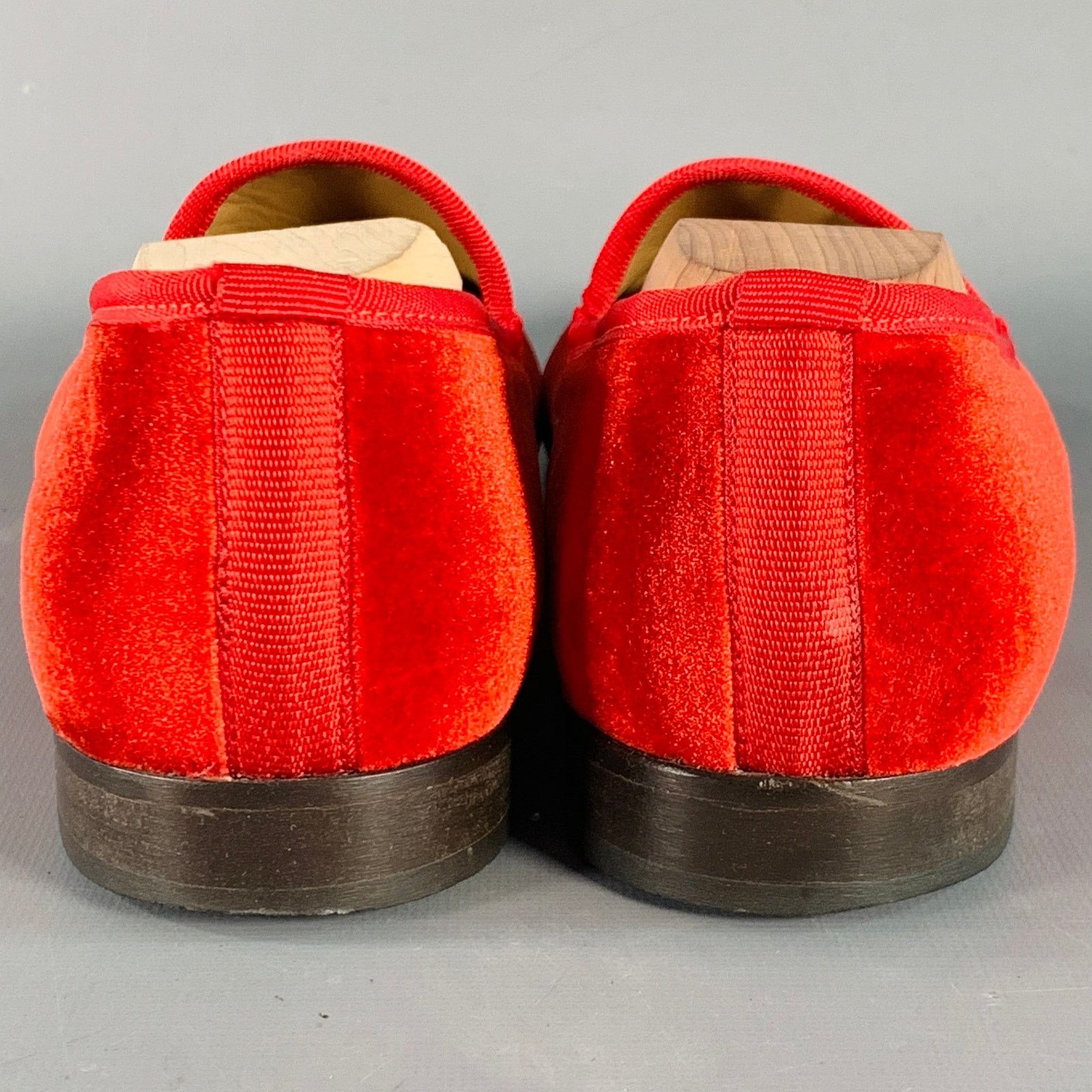 Del Toro DEL TORO Size 8.5 Red Velvet Grosgrain Trim Slip On Loafers Size US 8.5 / EU 41-42 - 3 Thumbnail