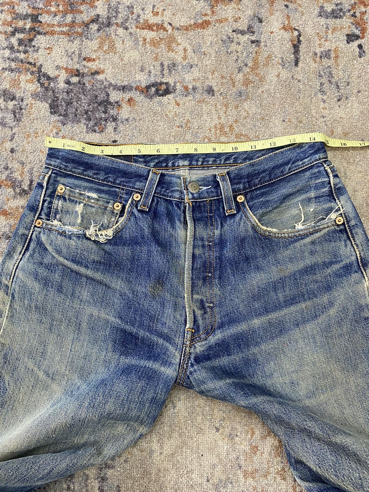 Jean × Levi's Levis mudwash faded distressed jeans pant 29x30 Size US 29 - 14 Thumbnail