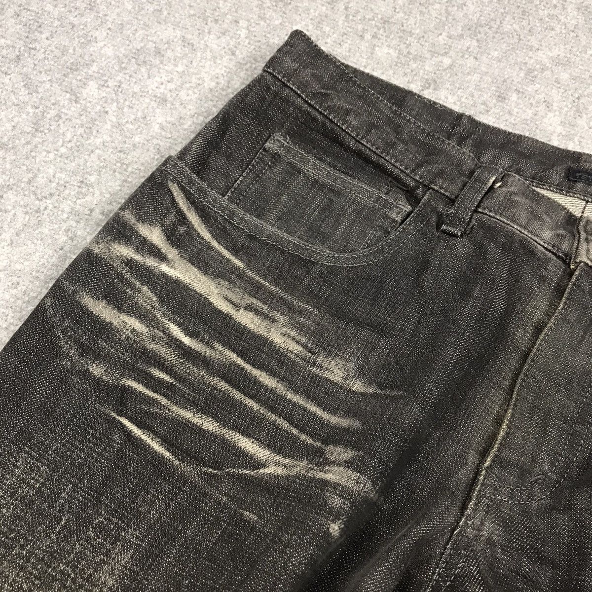 Issey Miyake FLARE🔥TETE HOMME BLACK FADED DENIM BOOTCUT PANTS 149 Size US 30 / EU 46 - 7 Thumbnail