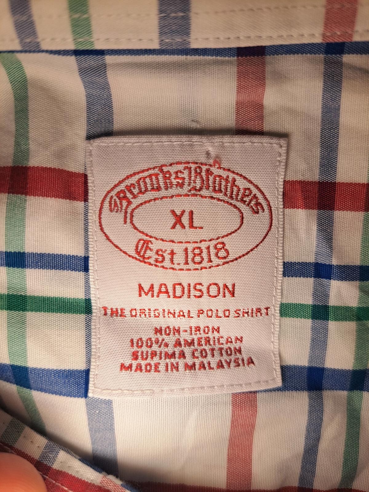 Brooks Brothers Brooks Brothers Button Up Dress Shirt XL Plaid Supima Cotton Size 44R - 2 Thumbnail