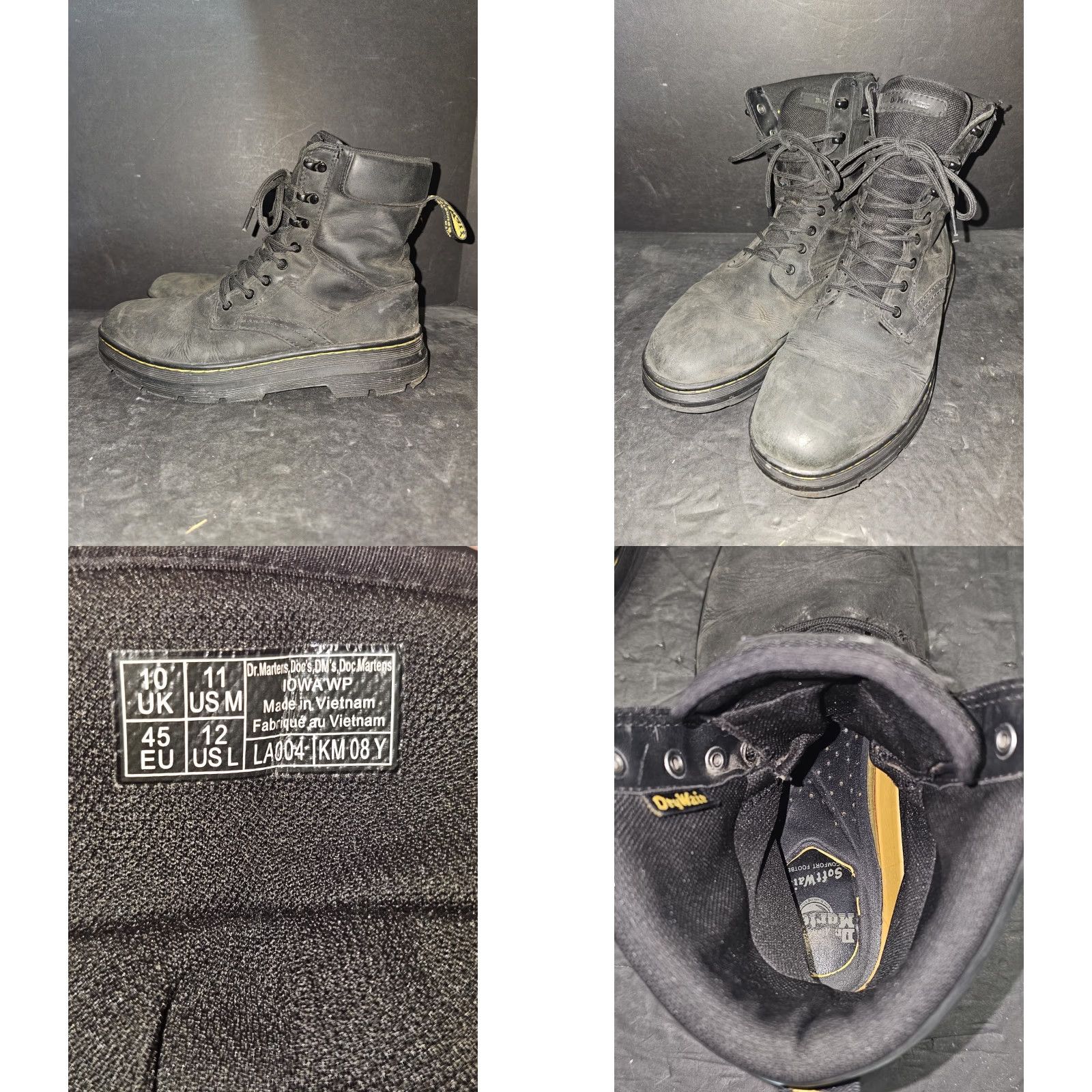 Dr. Martens VINTAGE Dr. Martens Iowa WP Black Padded Work Boots Mens 11 Womens 12 Doc's Combat 90s Punk Boots Size US 10 / IT 40 - 8 Thumbnail