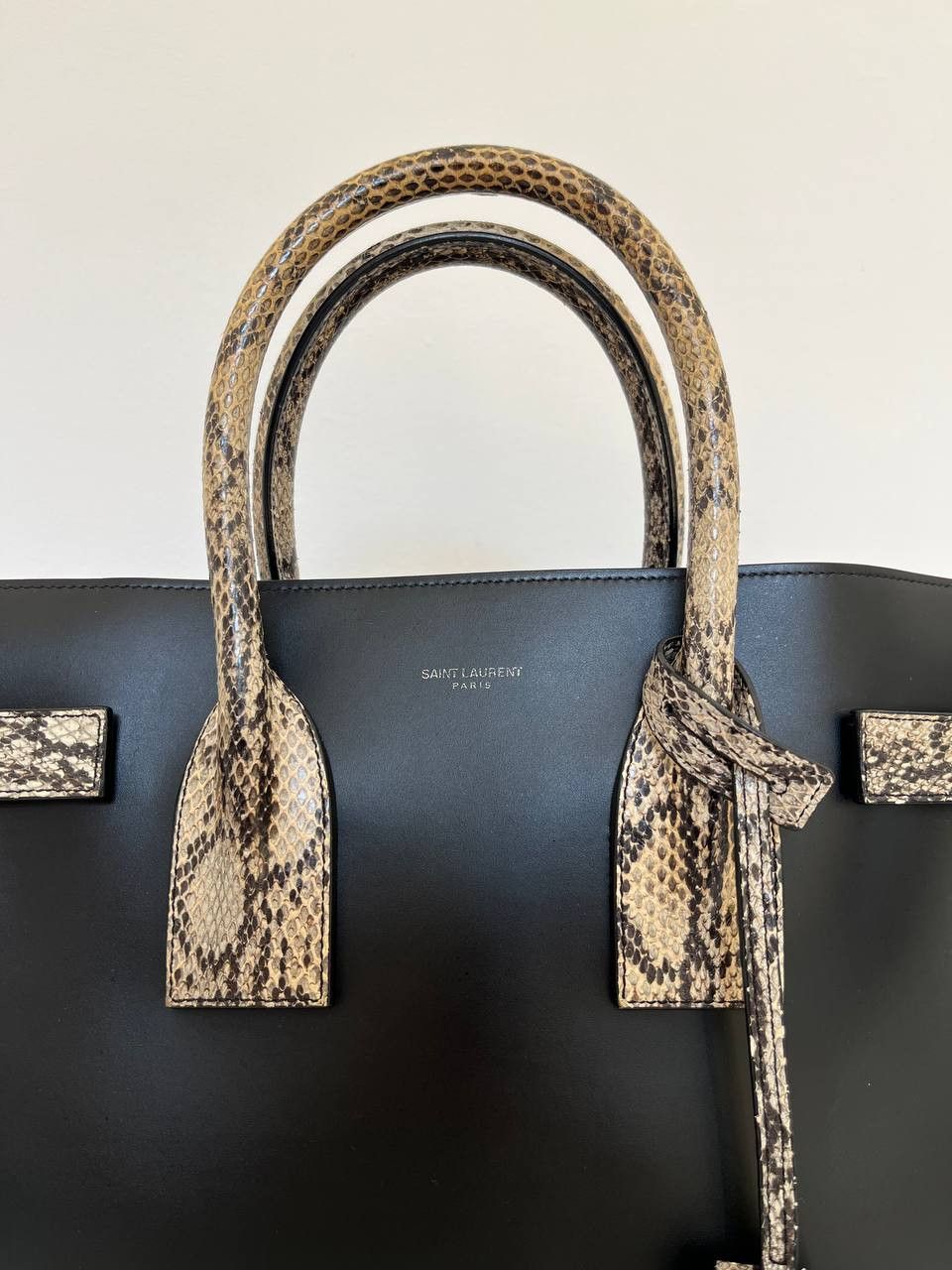 Saint Laurent Paris Saint Laurent sac de jour in black leather and rock python Size ONE SIZE - 3 Thumbnail