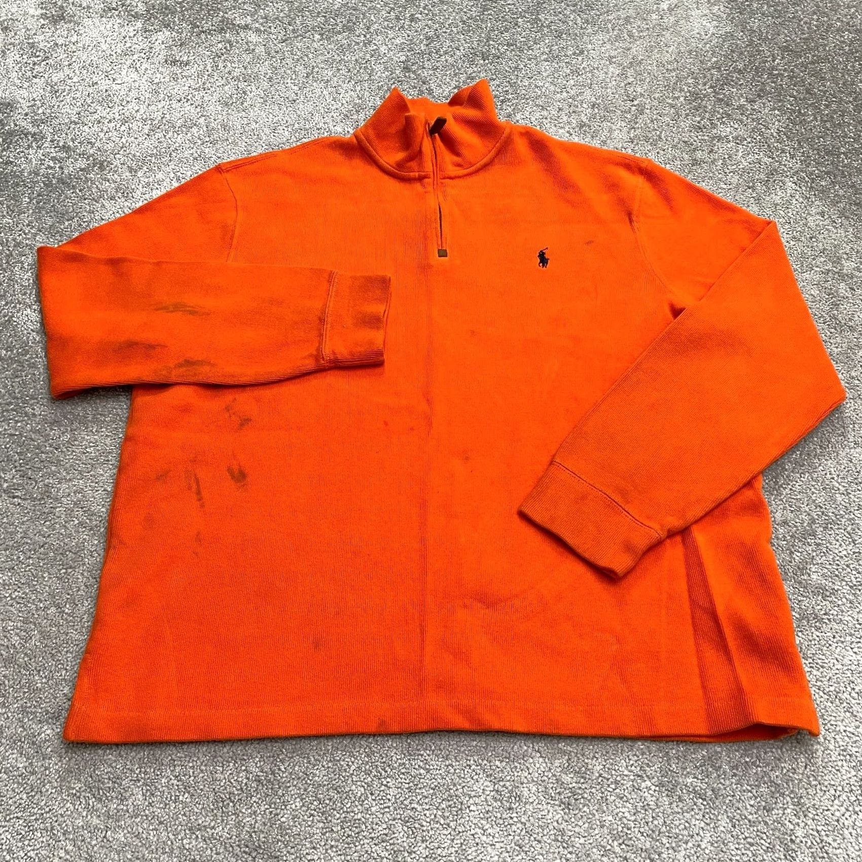 Polo Ralph Lauren Polo Ralph Lauren 1/4 Zip Sweater Mens XL Orange Cotton Mock Neck Casual Outdoor Shirt Size US XL / EU 56 / 4 - 2 Thumbnail