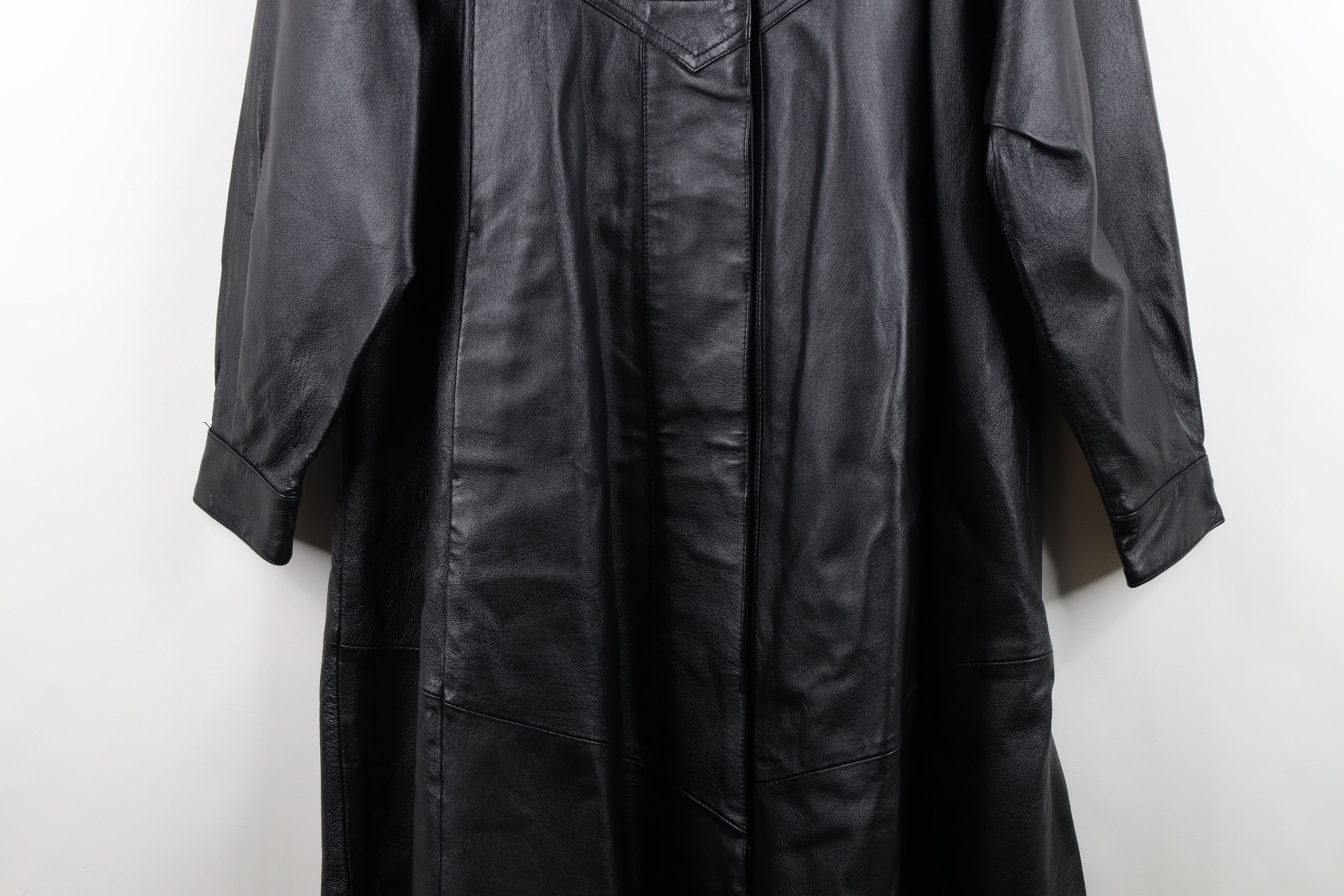 Vintage Vintage 90s Streetwear Heavy Leather Trench Coat Jacket Size M / US 6-8 / IT 42-44 - 3 Thumbnail