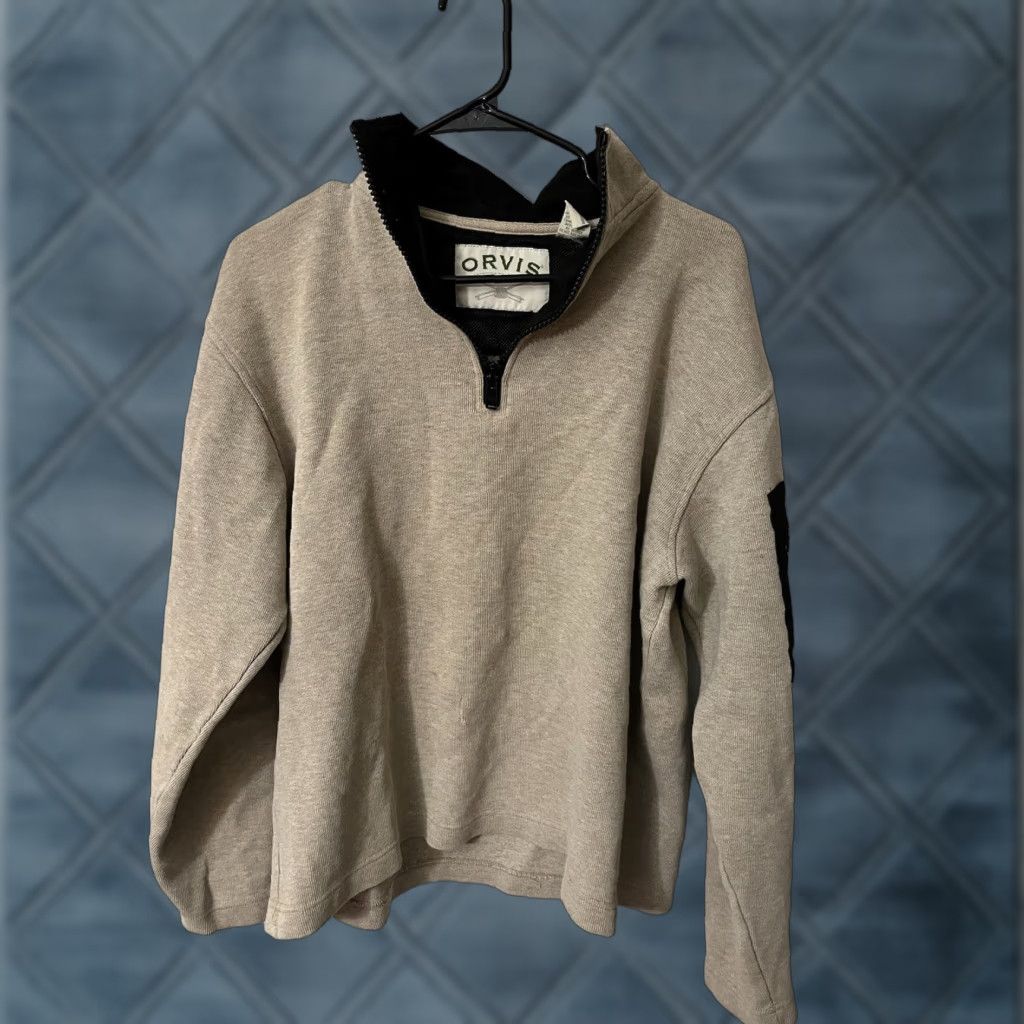 Orvis Orvis Sweater Men Medium Brown Knit Sleeve Pocket Mock Neck Pullover Quarter Zip Size US M / EU 48-50 / 2 - 1 Thumbnail