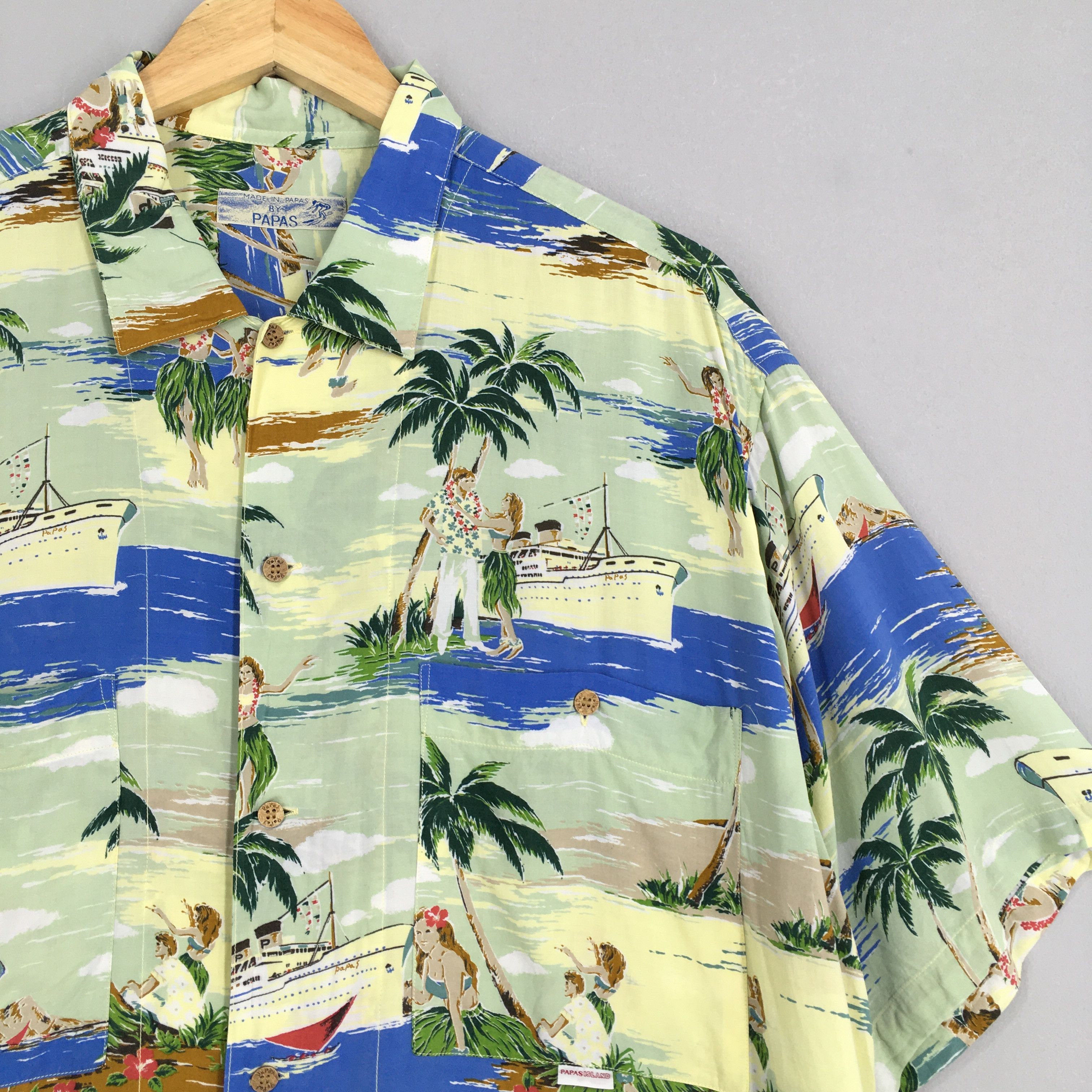 Other Vintage 1980s Hawaiian Papas Big Ship Tropical Shirt Large Size US L / EU 52-54 / 3 - 2 Thumbnail