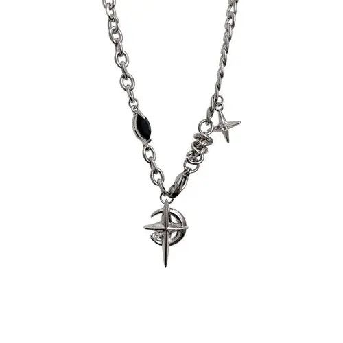 Jewelry Moon and Stars Silver Chain Necklace Size ONE SIZE - 5 Thumbnail