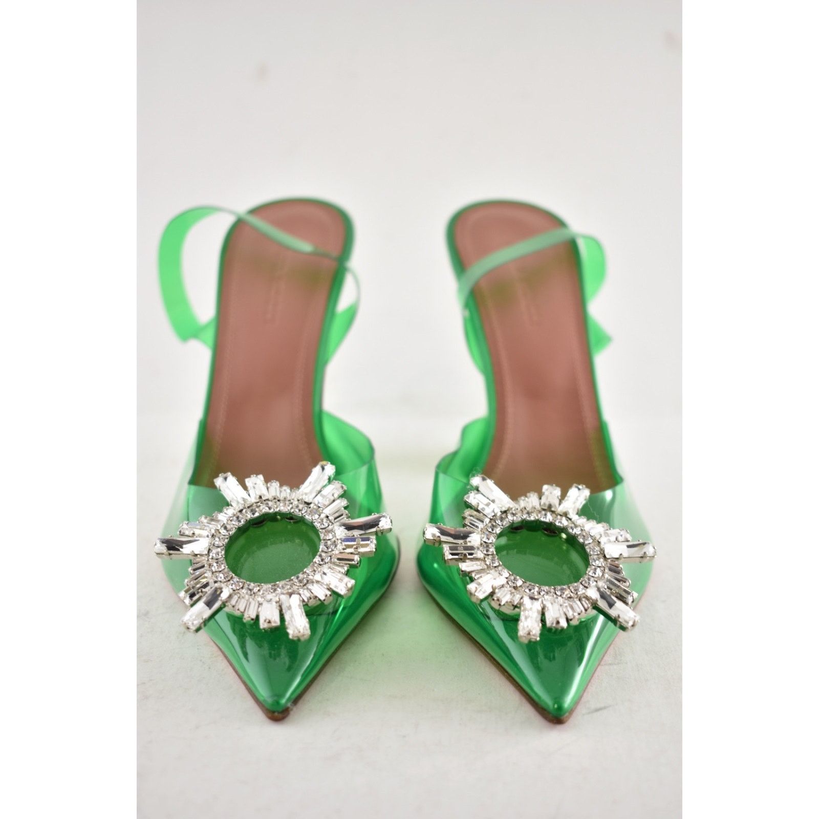 Amina Muaddi Amina Muaddi 95 Begum Glass PVC Green Clear Sling Size US 6.5 / IT 36.5 - 9 Thumbnail