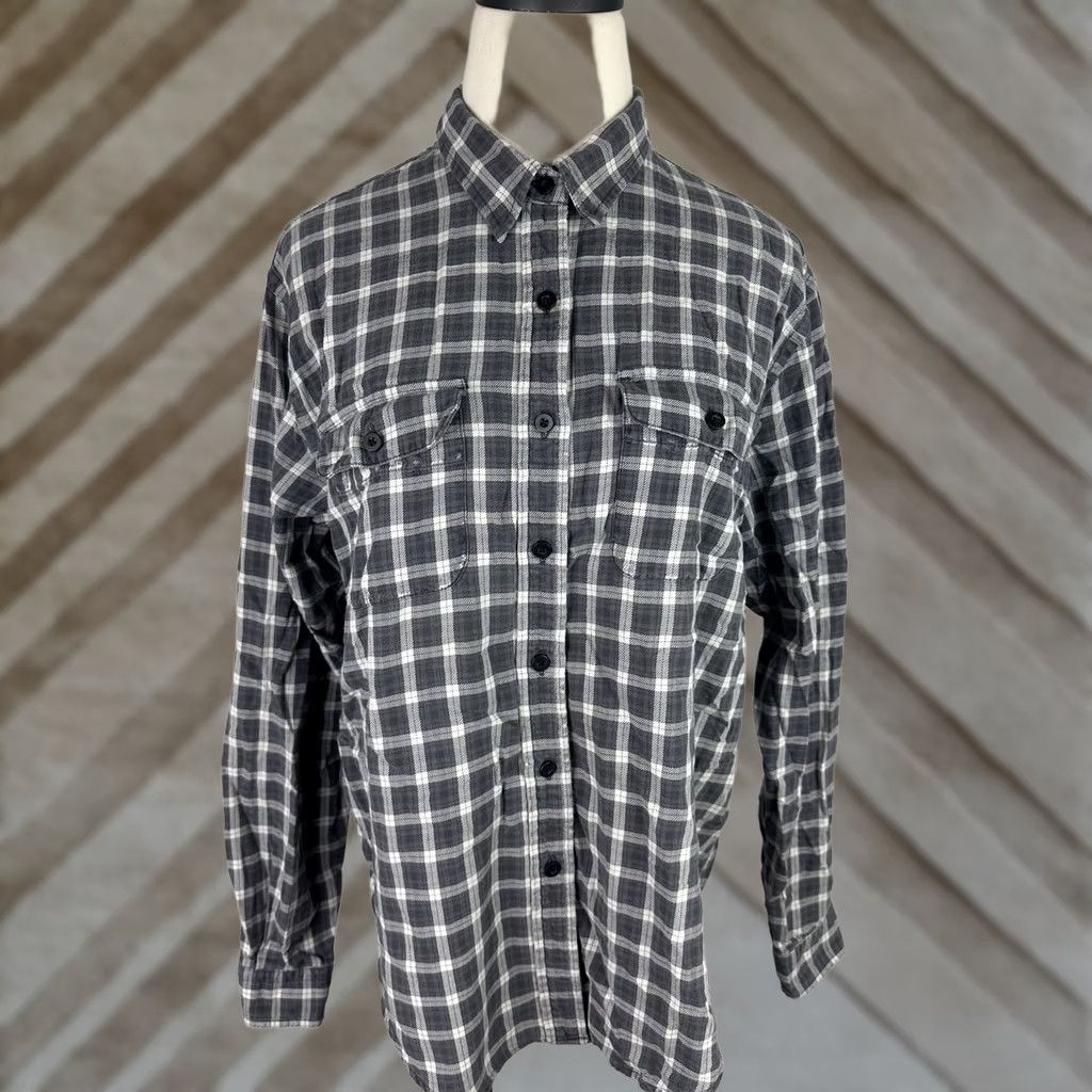 Lands' End VINTAGE Lands' End Shirt Womens M Gray Plaid Button-Up 90s Casual Womens Size M / US 6-8 / IT 42-44 - 1 Thumbnail