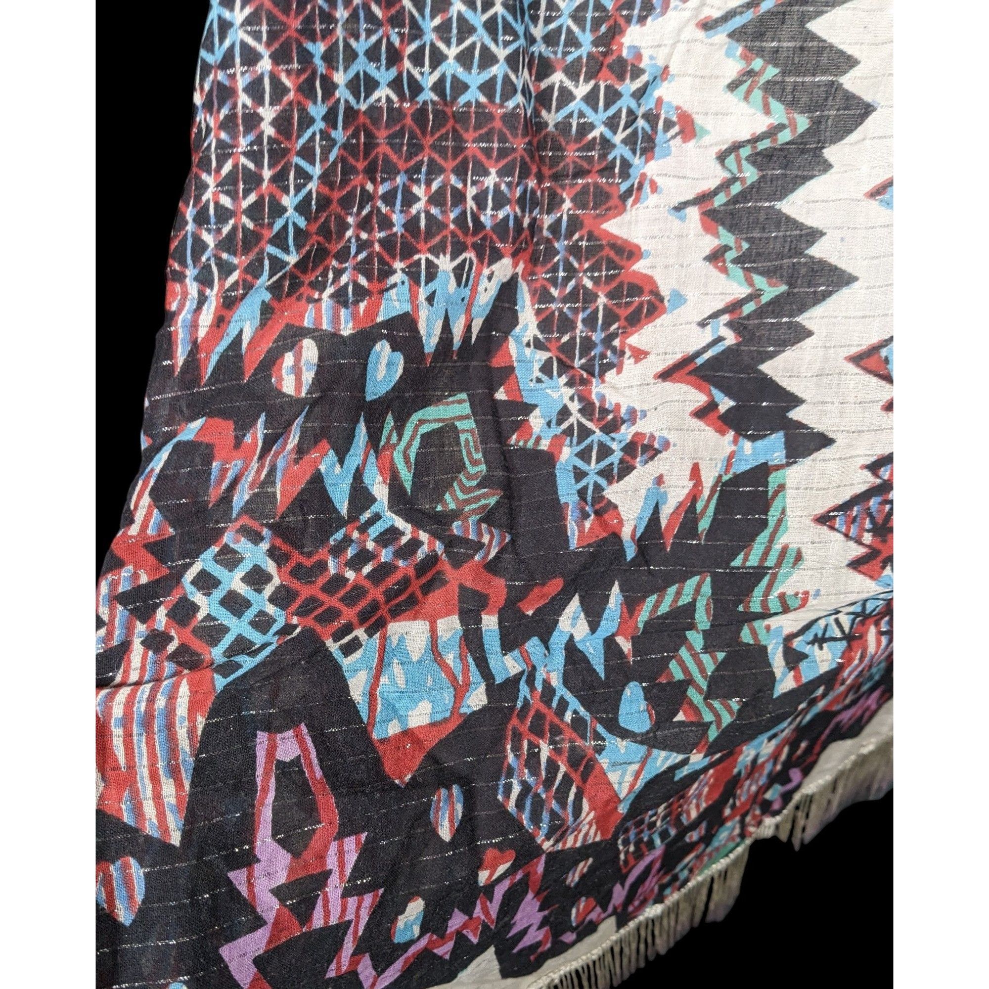 Topshop Topshop Southwestern Abstract Rainbow Ombre Fringe Scarf Size ONE SIZE - 7 Thumbnail