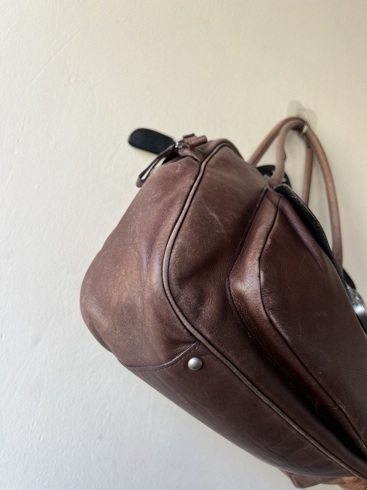 agnes b. Vintage Agnes B. Faded Patina Cow Leather Cargo Bag Size ONE SIZE - 20 Thumbnail