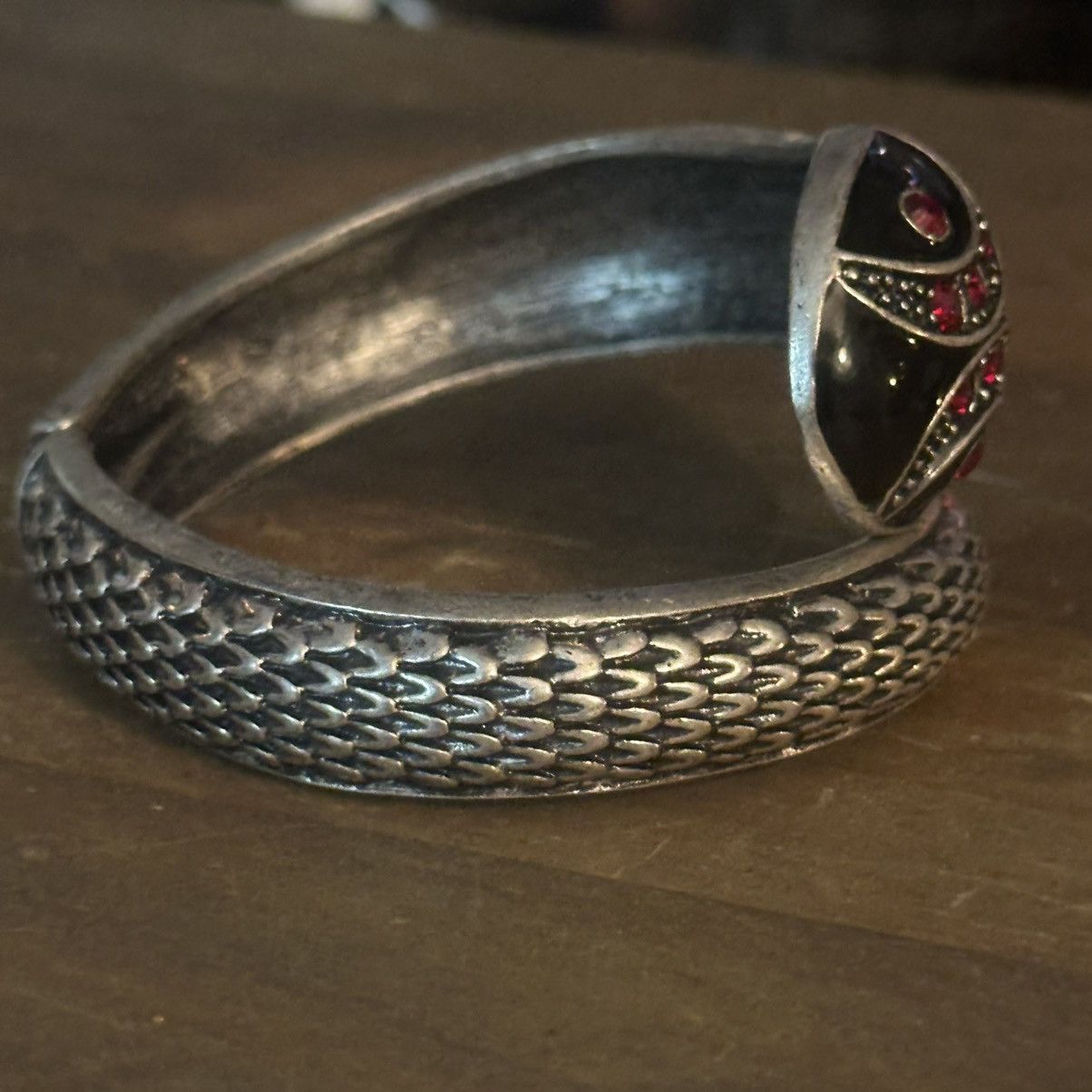 Vintage Vintage silver red rhinestone snake wrap bangle bracelet Size ONE SIZE - 7 Thumbnail