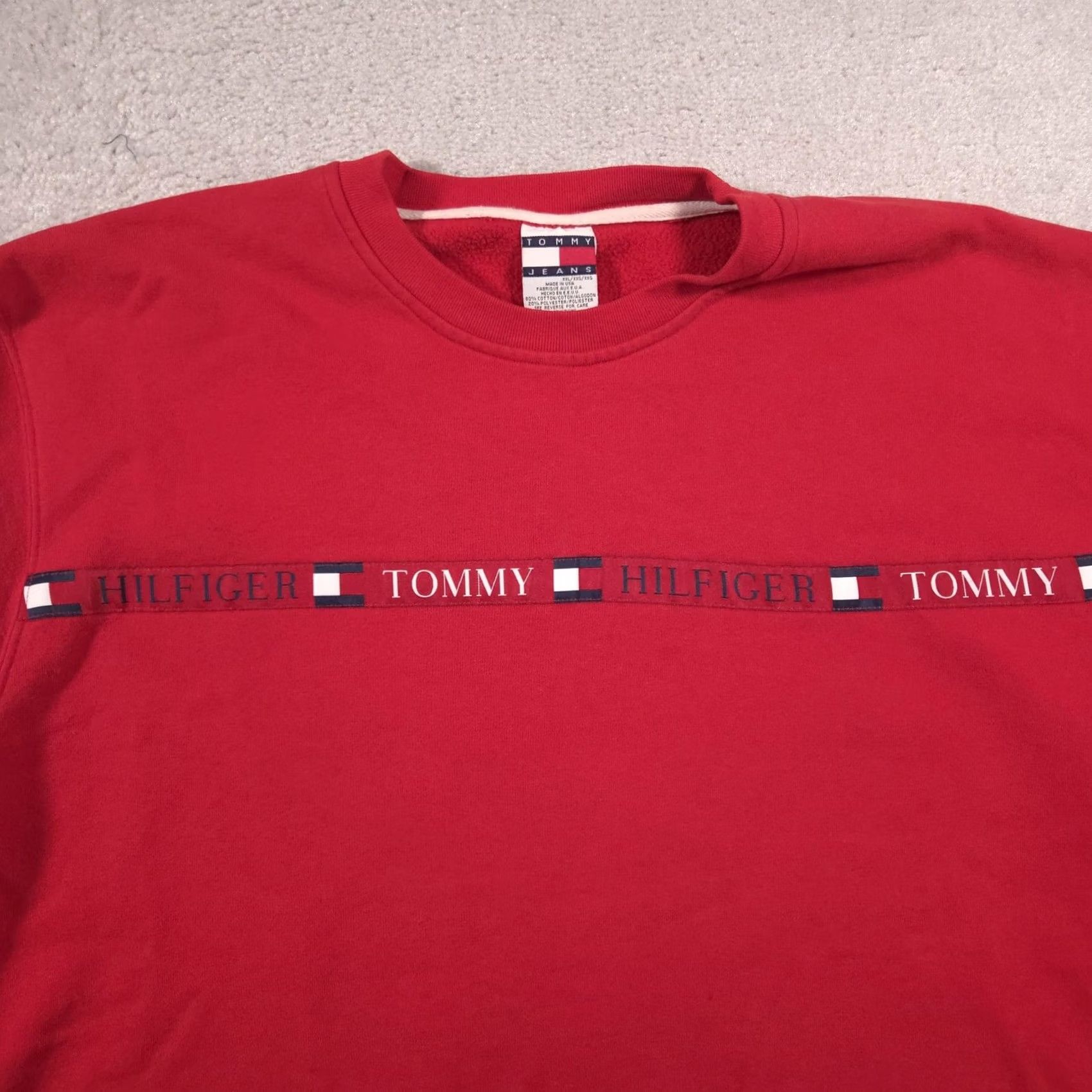 Tommy Hilfiger VINTAGE Tommy Hilfiger Tommy Jeans Sweatshirt Mens 2XL Red Crewneck Fleece 90s Size US XXL / EU 58 / 5 - 3 Thumbnail