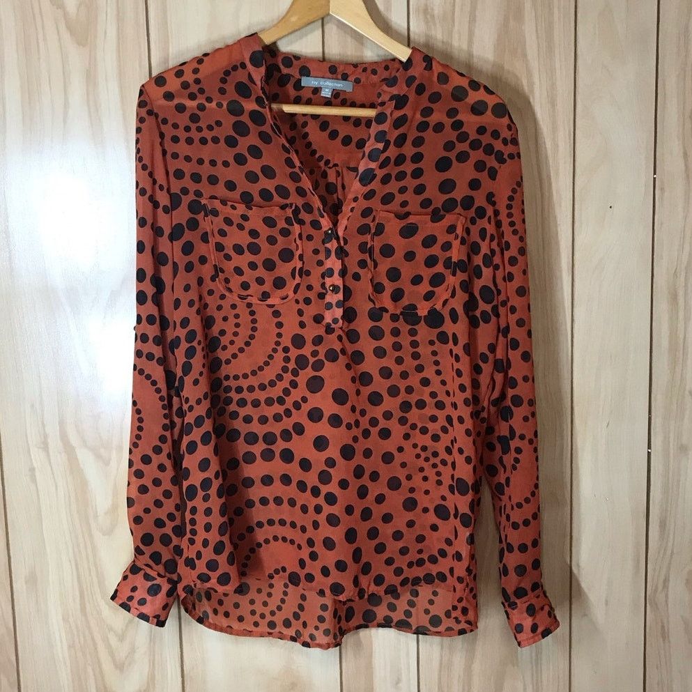 Other NY Collection Pok-A-Dot Sheer V-Neck Long Sleeve Blouse M Size M / US 6-8 / IT 42-44 - 1 Thumbnail