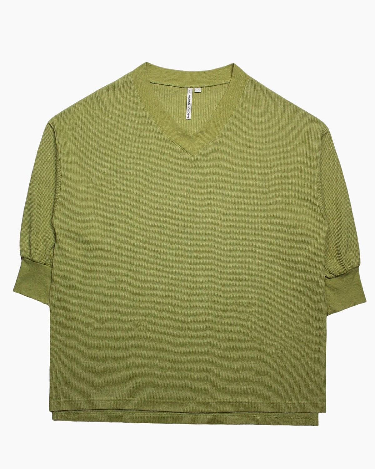 image of Hiroko Koshino Homme Hiroko Koshino V Neck Waffle Knit in Green, Men's (Size XL)