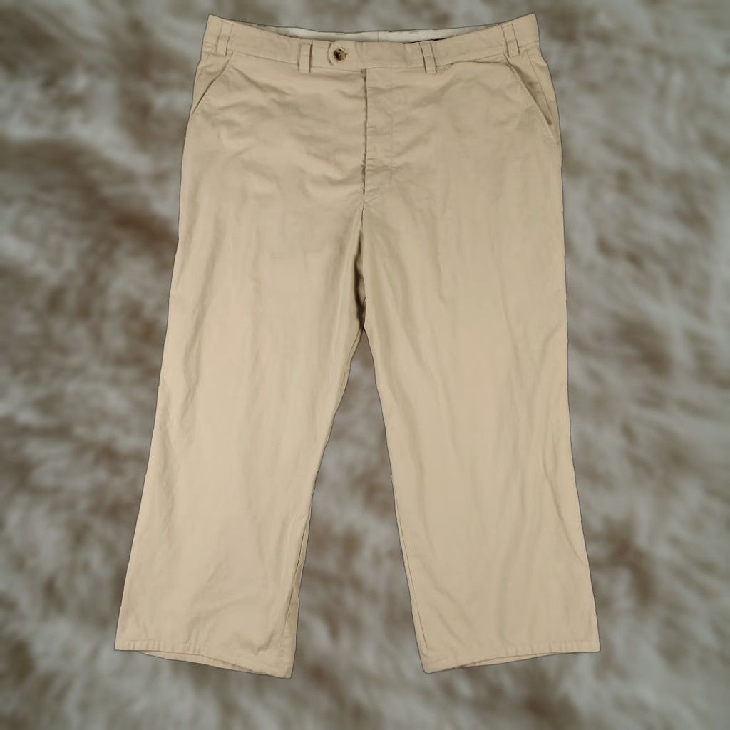 Vintage Hiltl Mens Pants 38x23 Beige Chino Trousers Flat Front Casual Business Formal Workwear Size US 38 / EU 54 - 1 Thumbnail