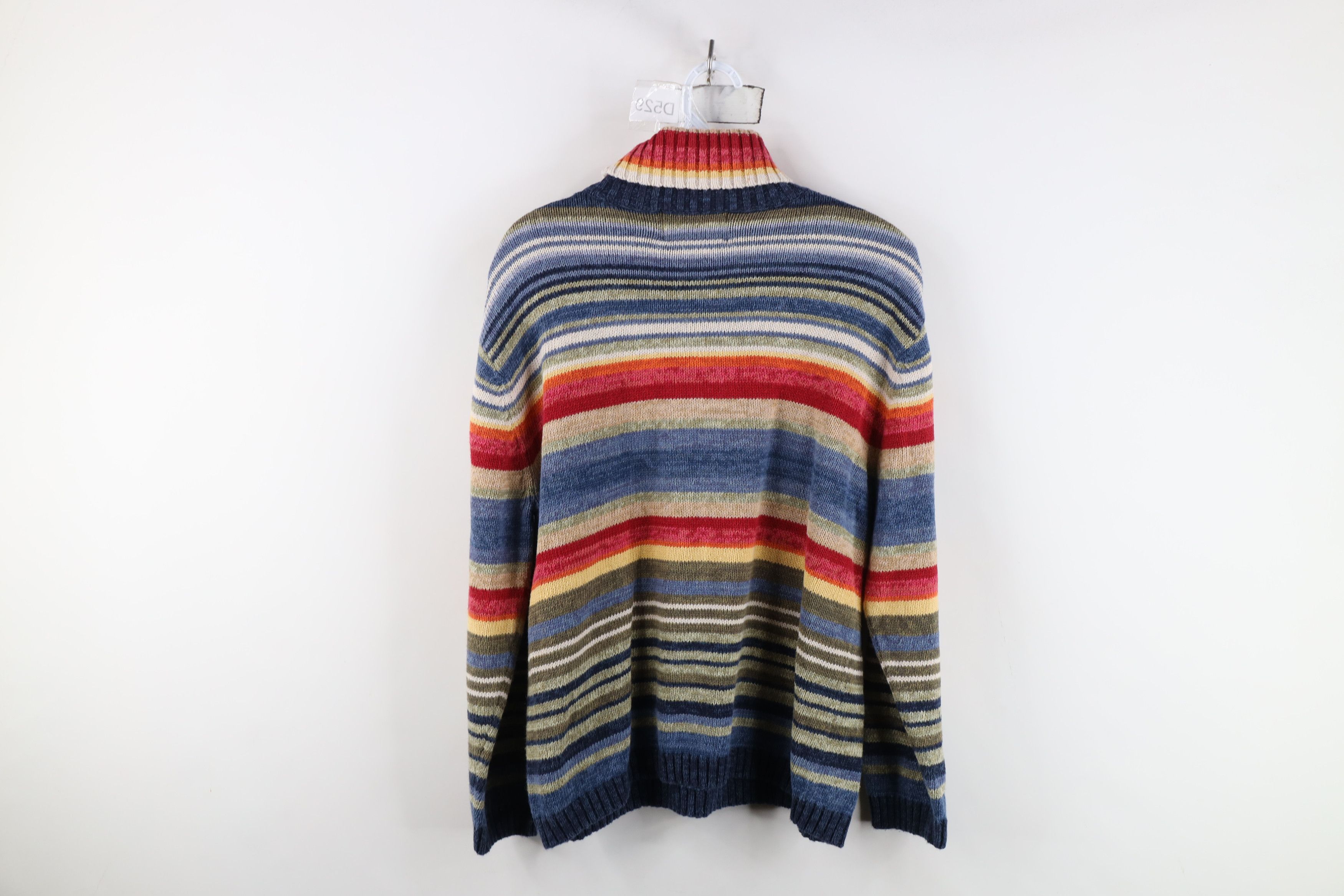 Vintage Vintage Y2K Streetwear Striped Knit Turtleneck Sweater Size L / US 10 / IT 46 - 7 Thumbnail