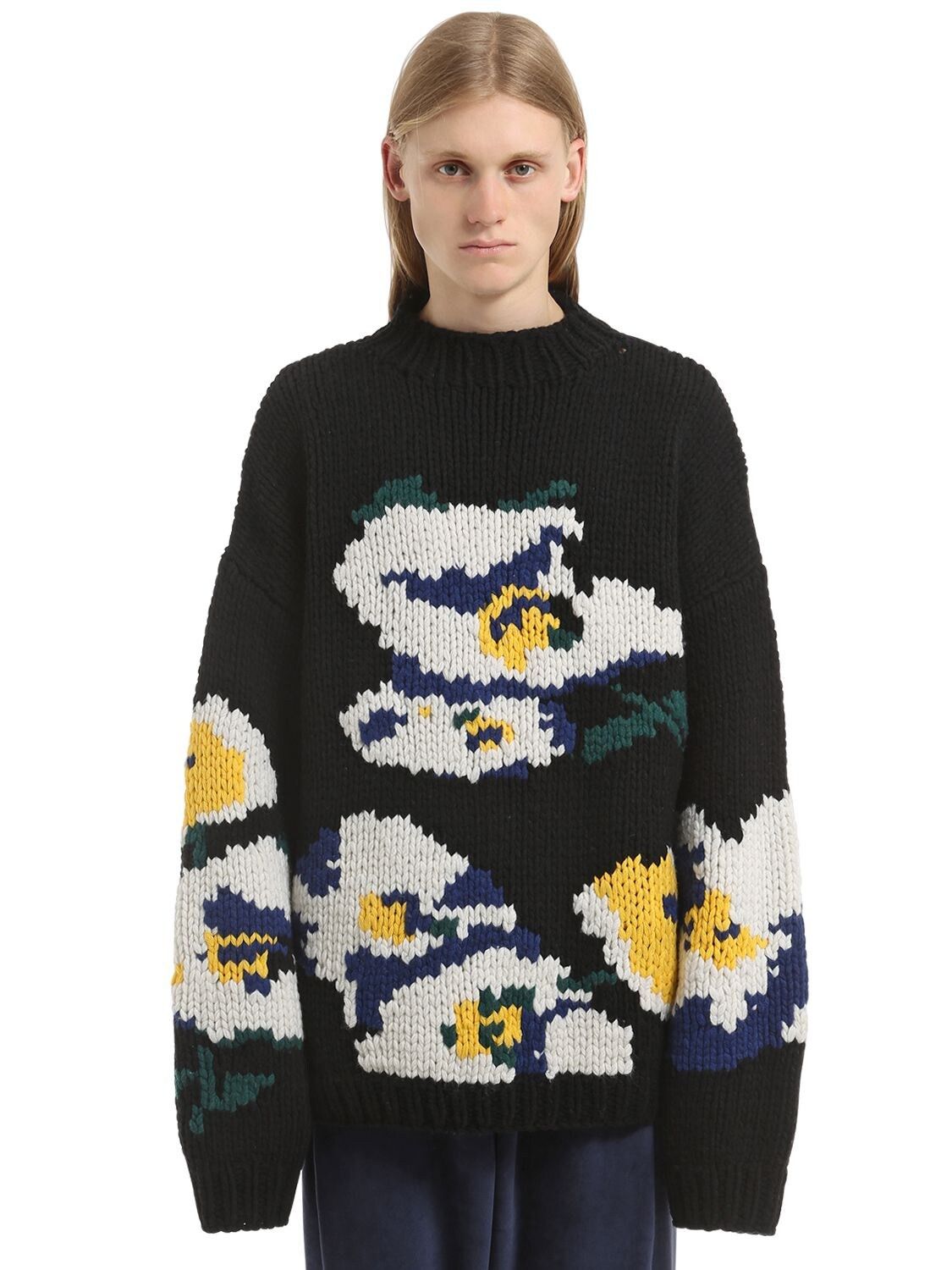 Etudes Floral Jacquard Knit Sweater In Black Size US M / EU 48-50 / 2 - 4 Thumbnail