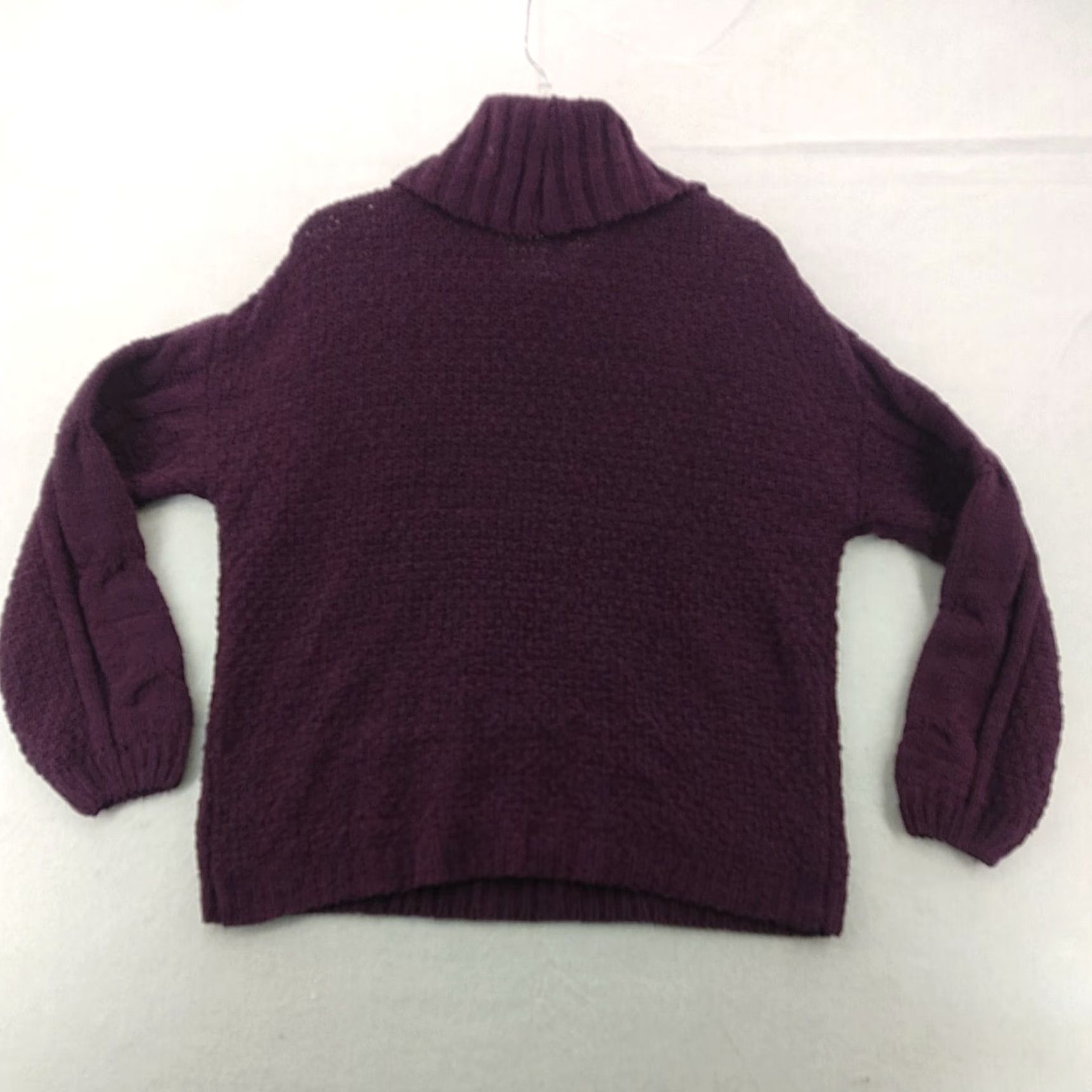 Vintage Seven7 Sweater Womens Small Purple Chunky Knit Turtleneck Balloon Sleeve Size S / US 4 / IT 40 - 2 Thumbnail
